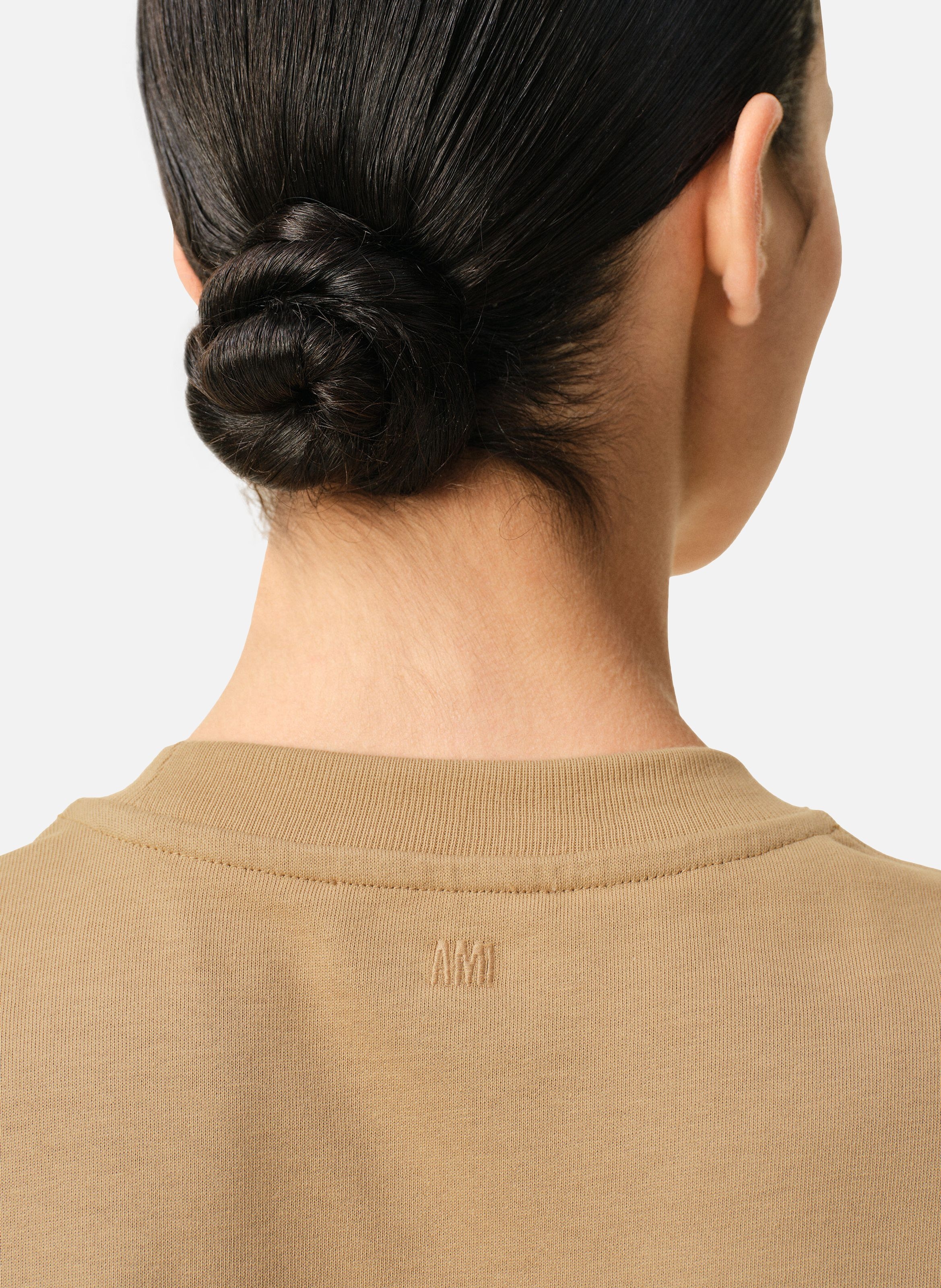 T-shirt broderie ami de coeur unisexe en coton AMI PARIS Beige