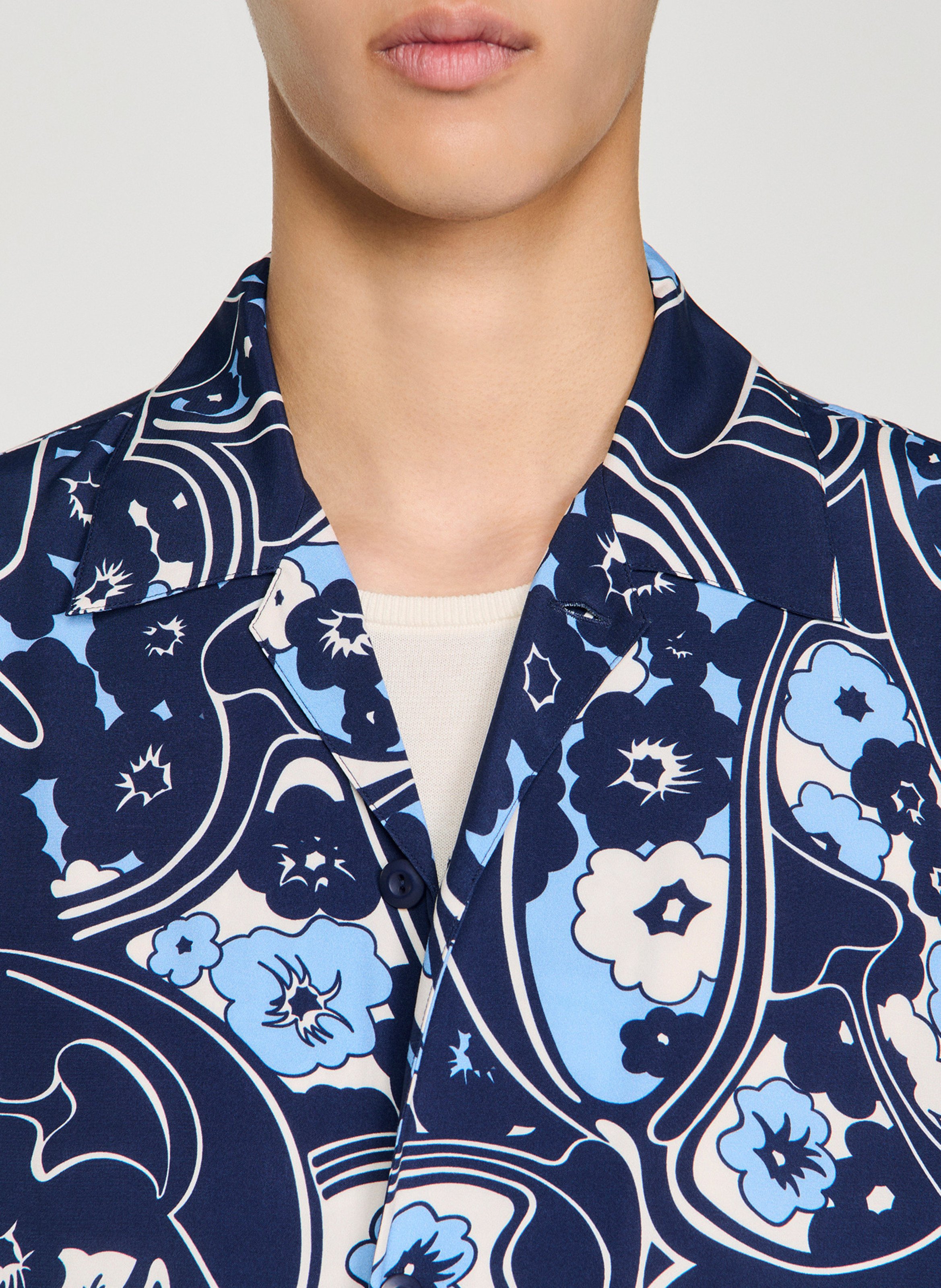 Chemise à imprimé floral SANDRO Bleu