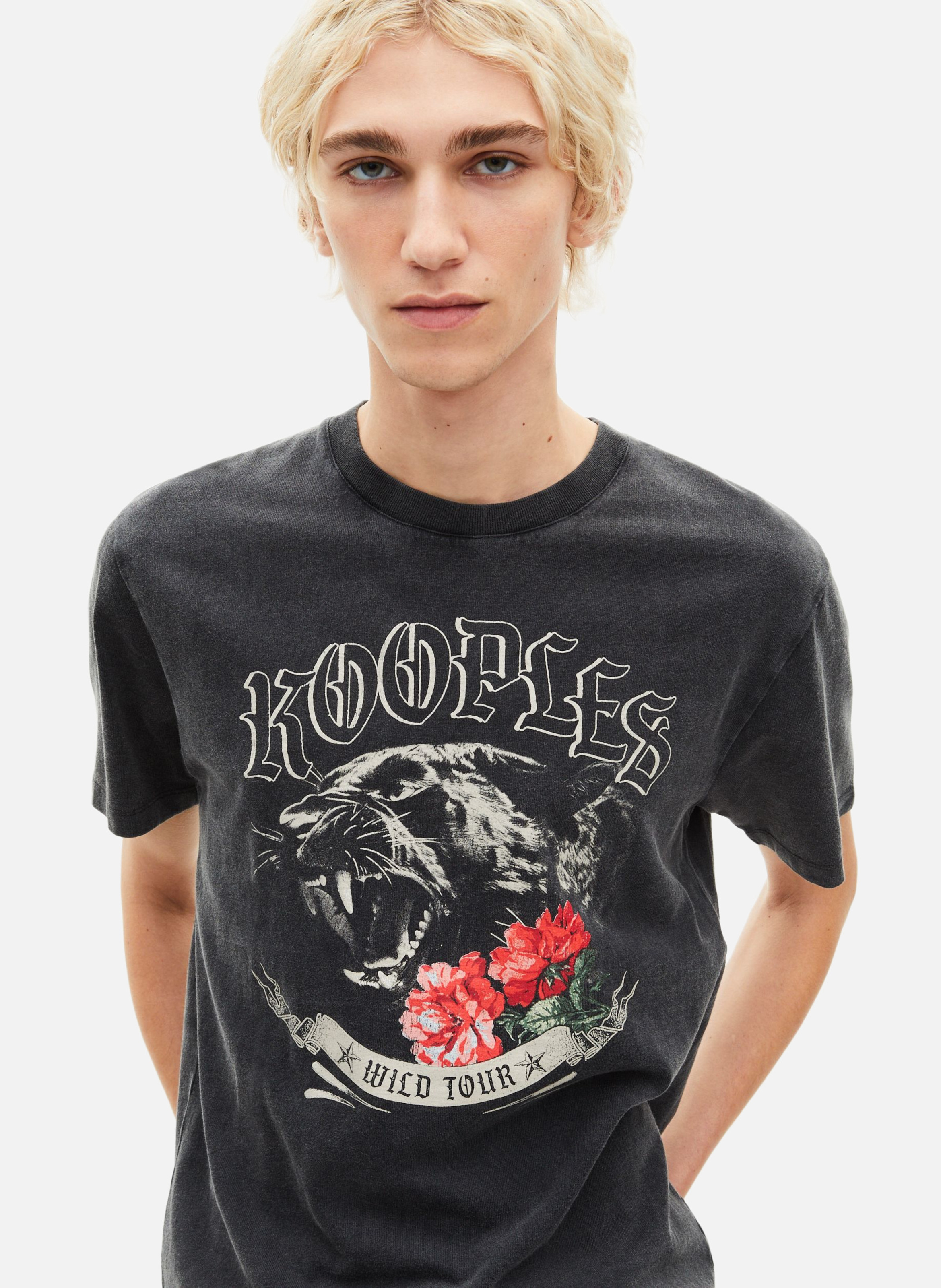 T-shirt avec sérigraphie panthère THE KOOPLES Noir