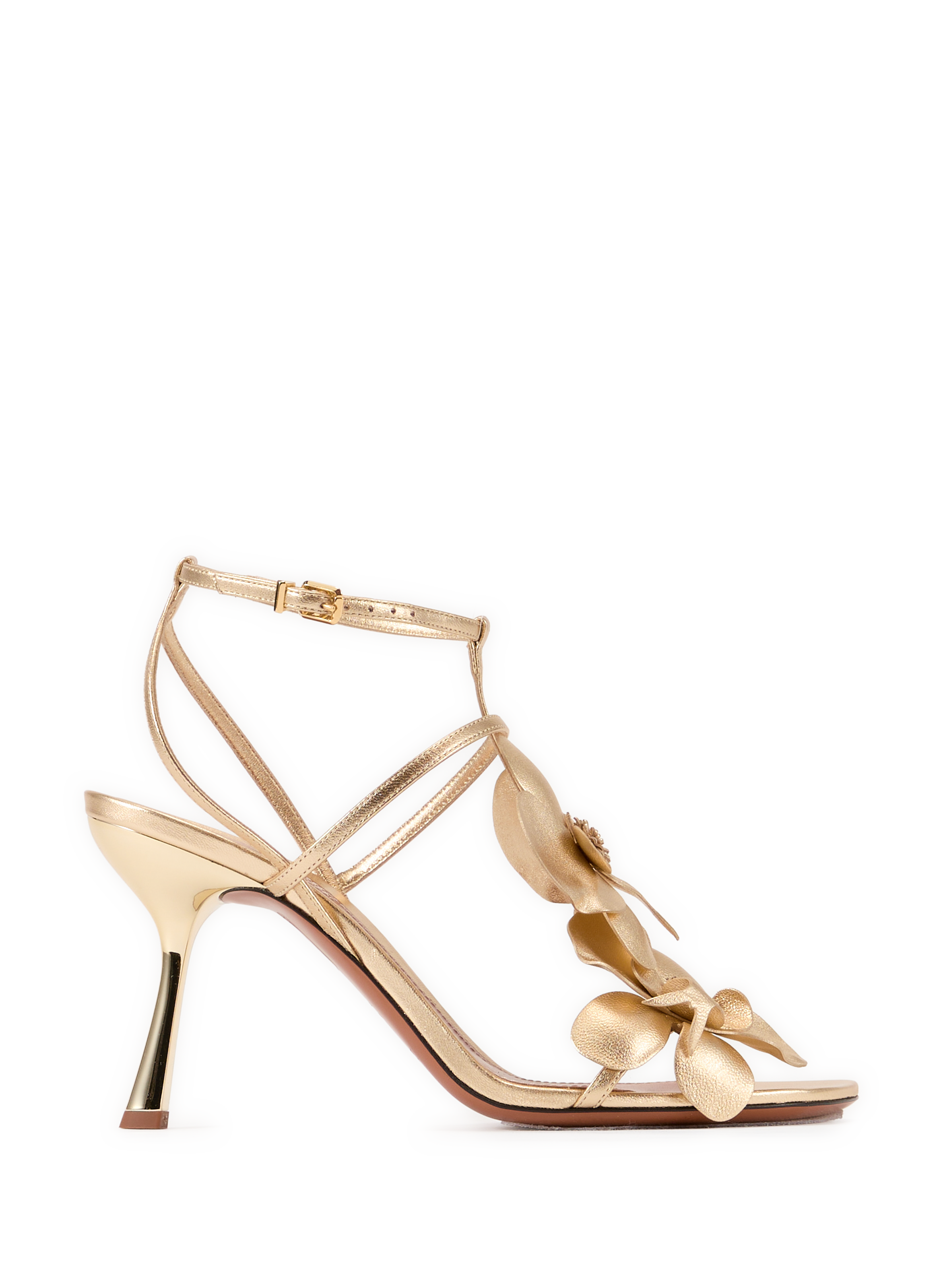 Heeled sandals with leather flowers ZIMMERMANN Golden