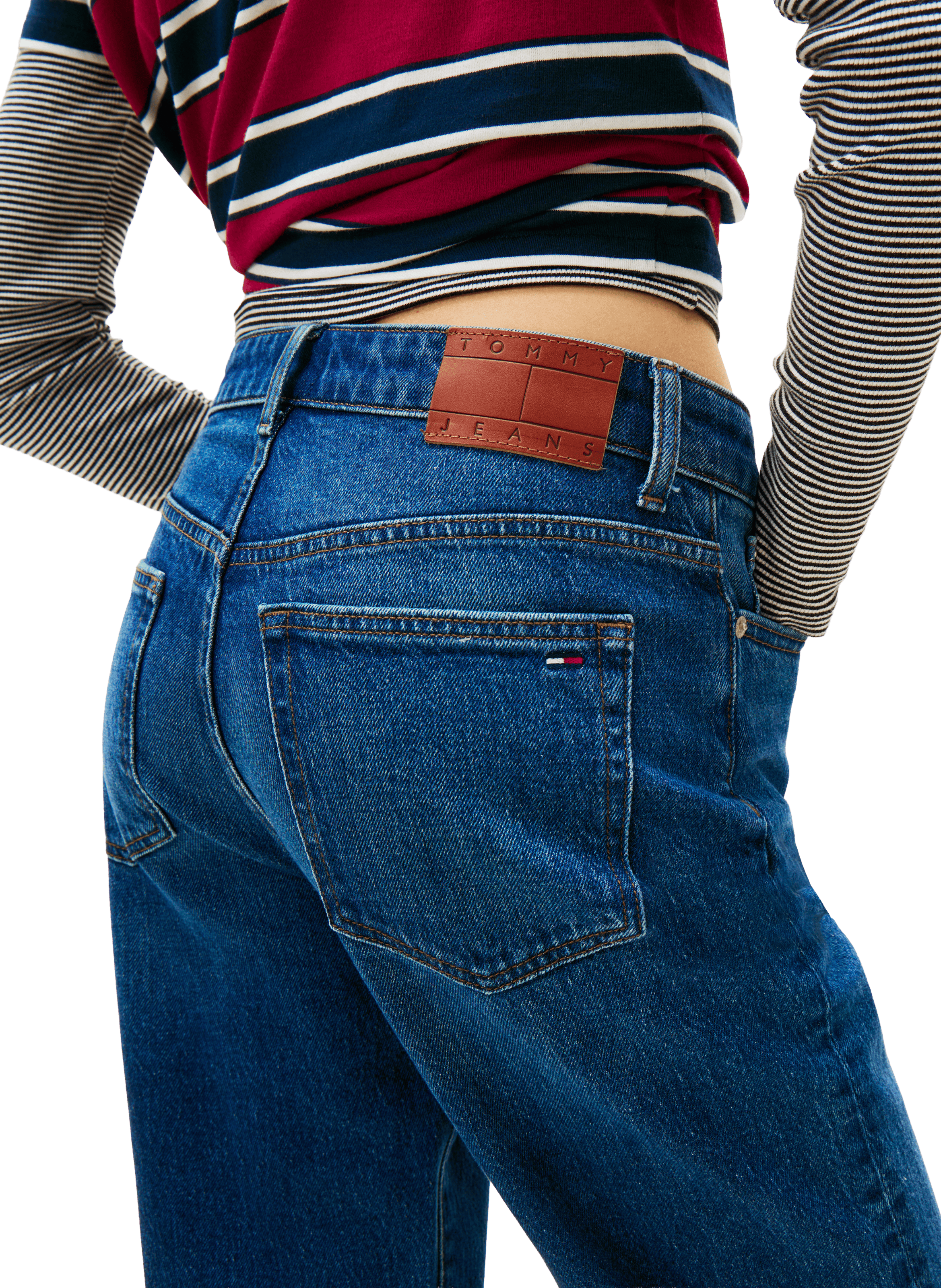 Jean droit en coton mélangé TOMMY HILFIGER Bleu