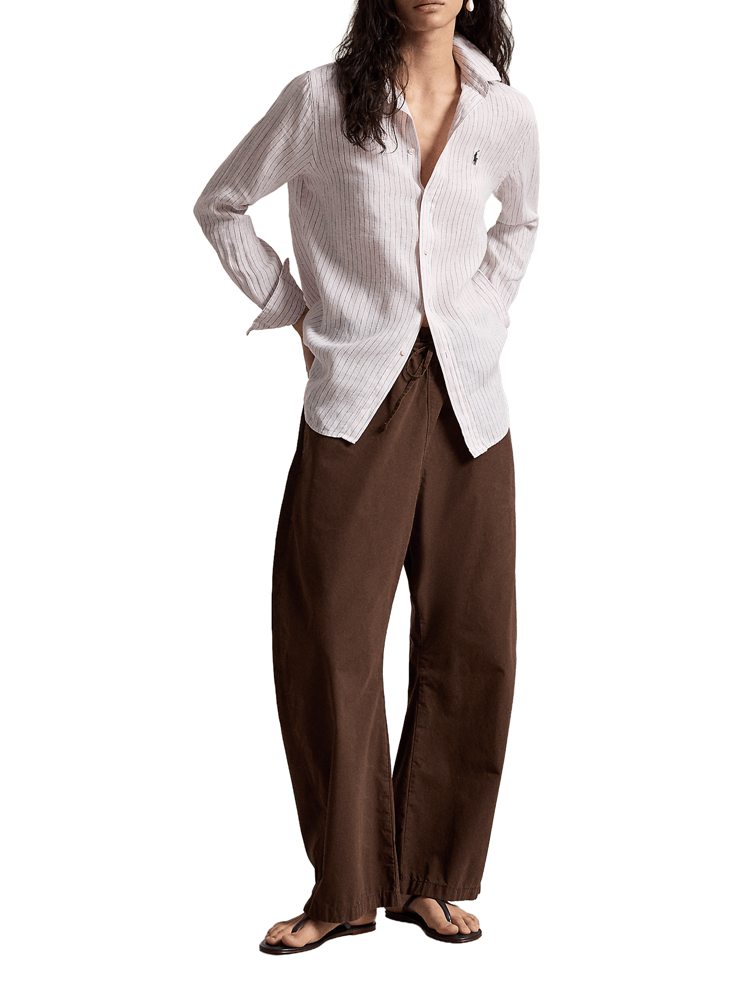 Chemise rayée en lin POLO RALPH LAUREN Rose