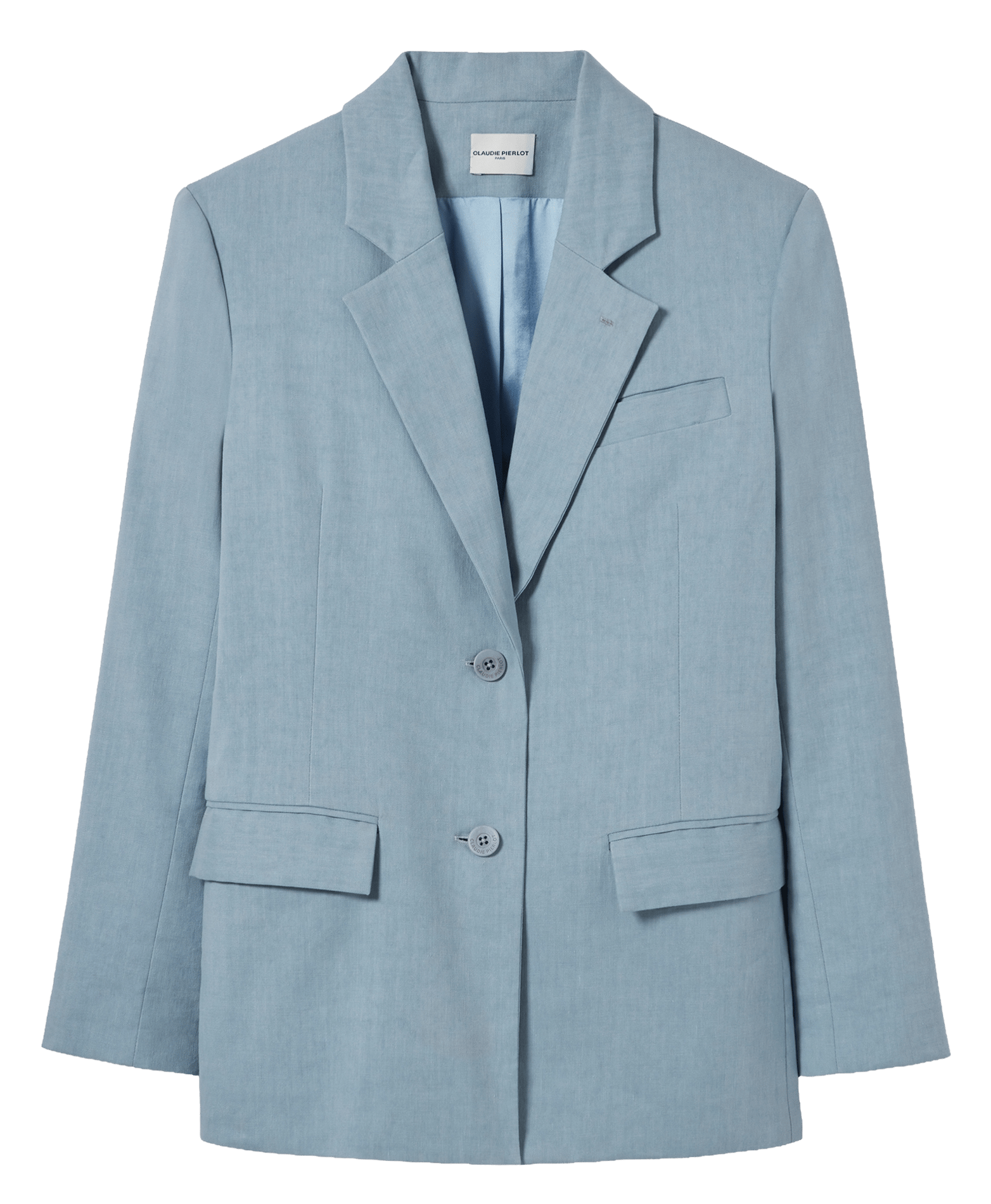 Veste tailleur droite en lin mélangé CLAUDIE PIERLOT Bleu
