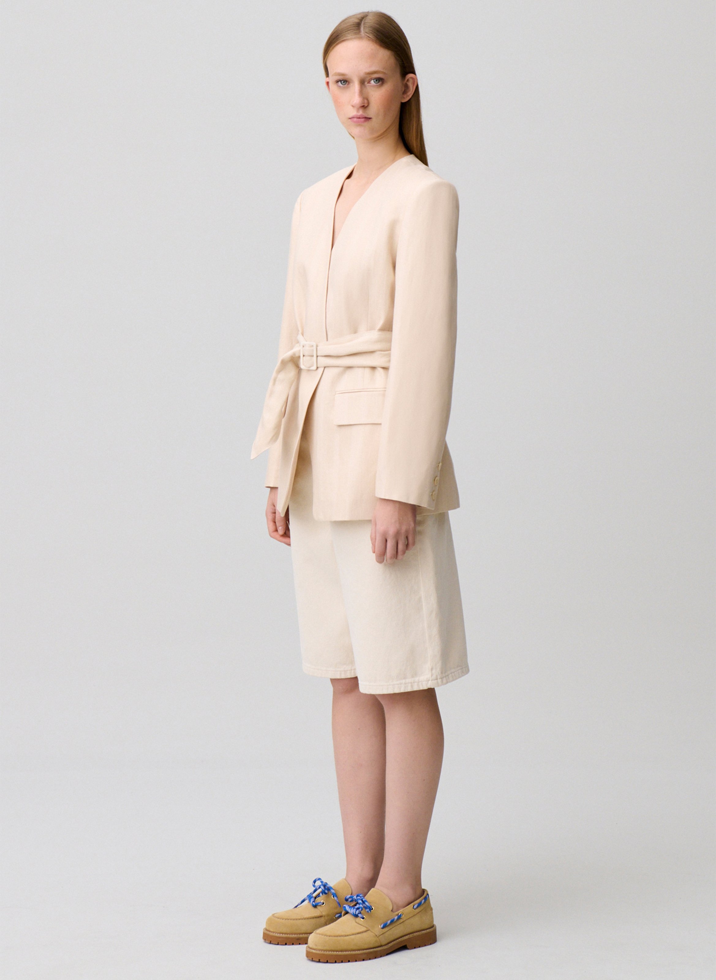 Veste droite ceinturée unie CLAUDIE PIERLOT Beige