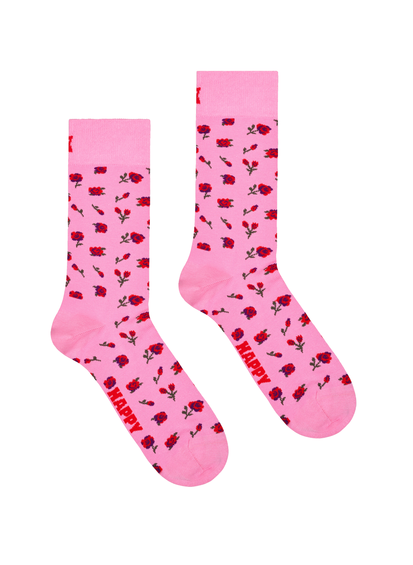 Chaussettes mi-hautes à fleurs en coton mélangé HAPPY SOCKS Rose