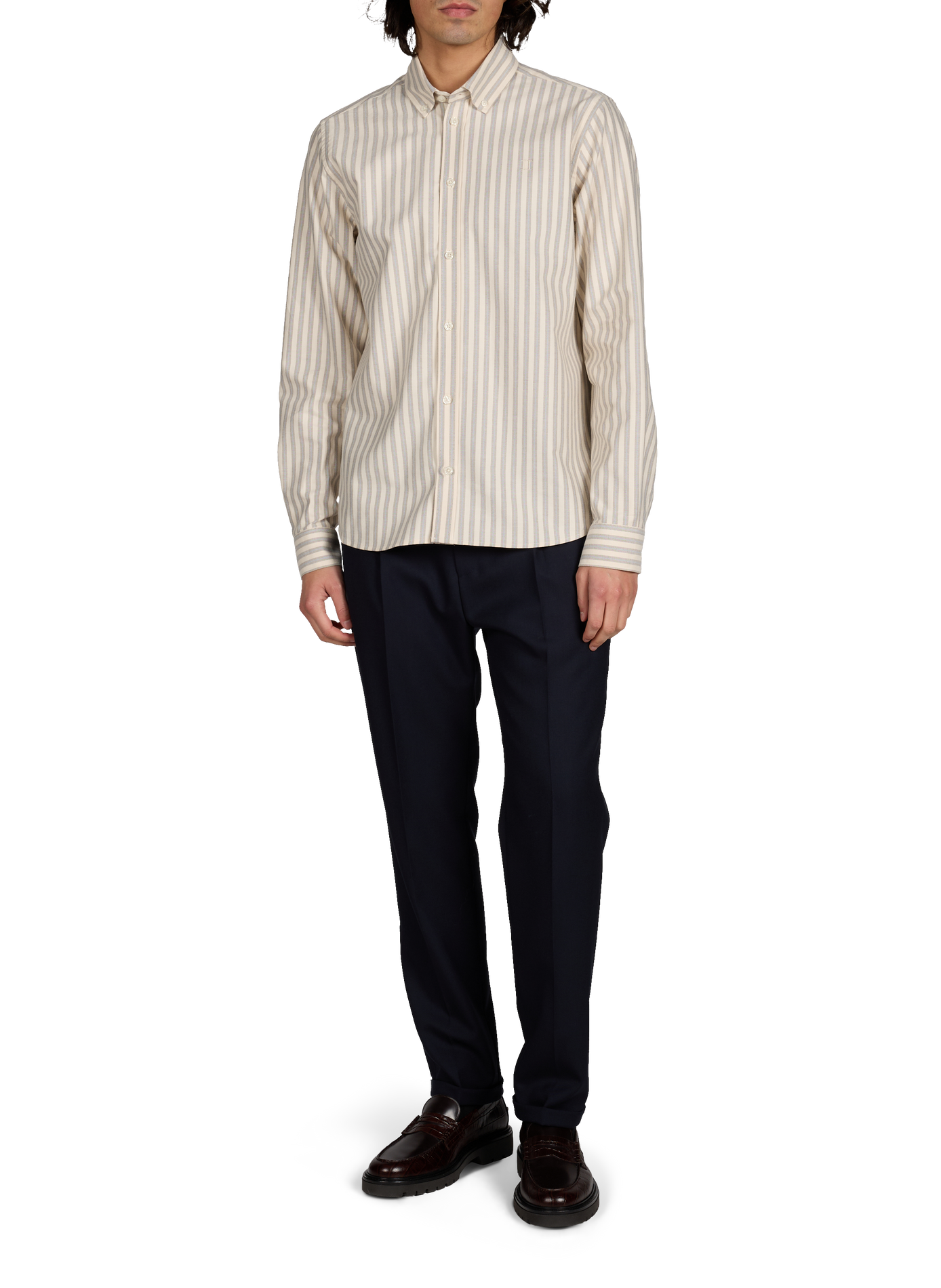 Konrad striped shirt in blended cotton LES DEUX Beige