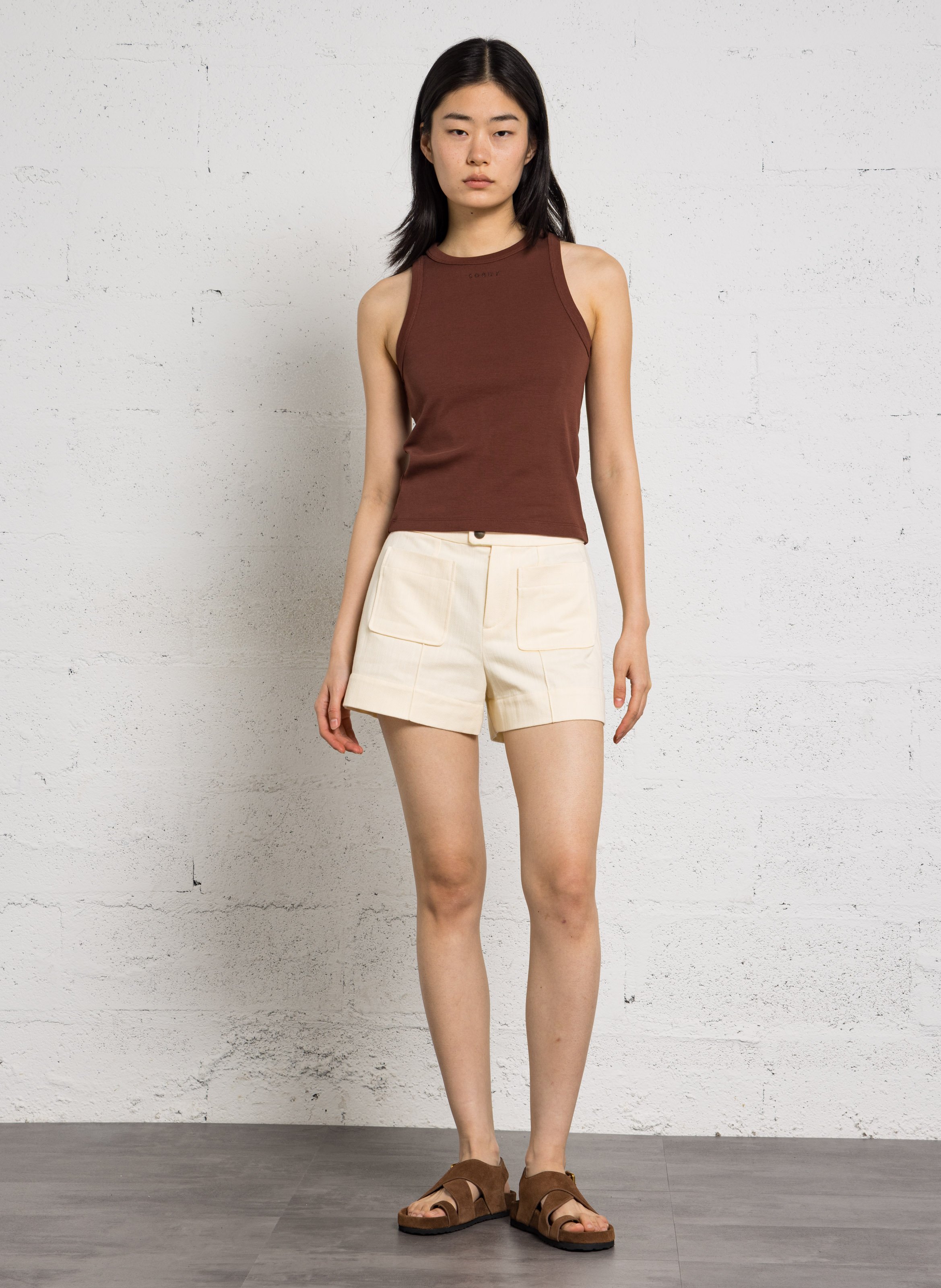Short en coton hover SOEUR Beige