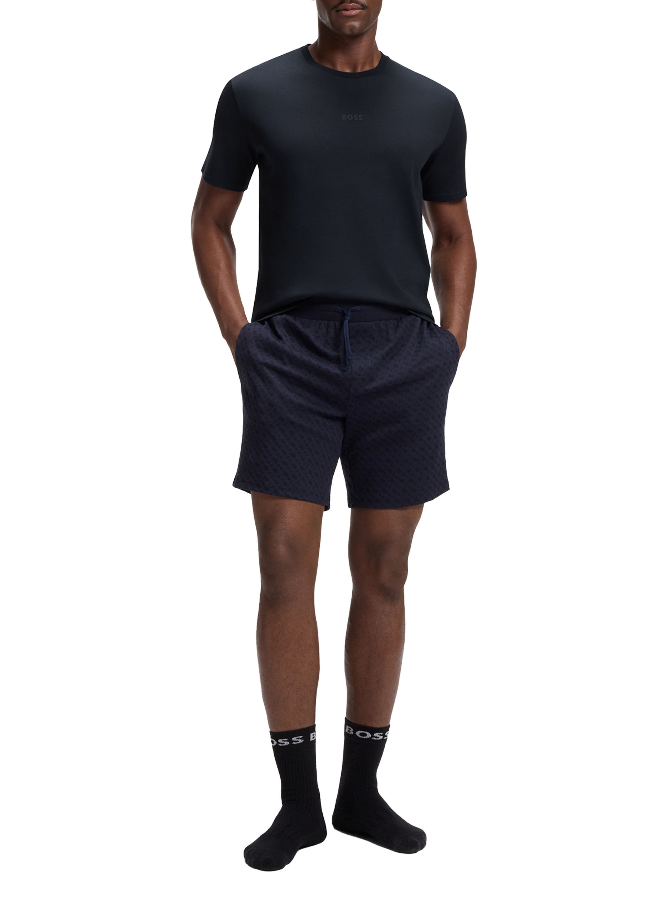 Two-piece cotton pajama set BOSS Blue