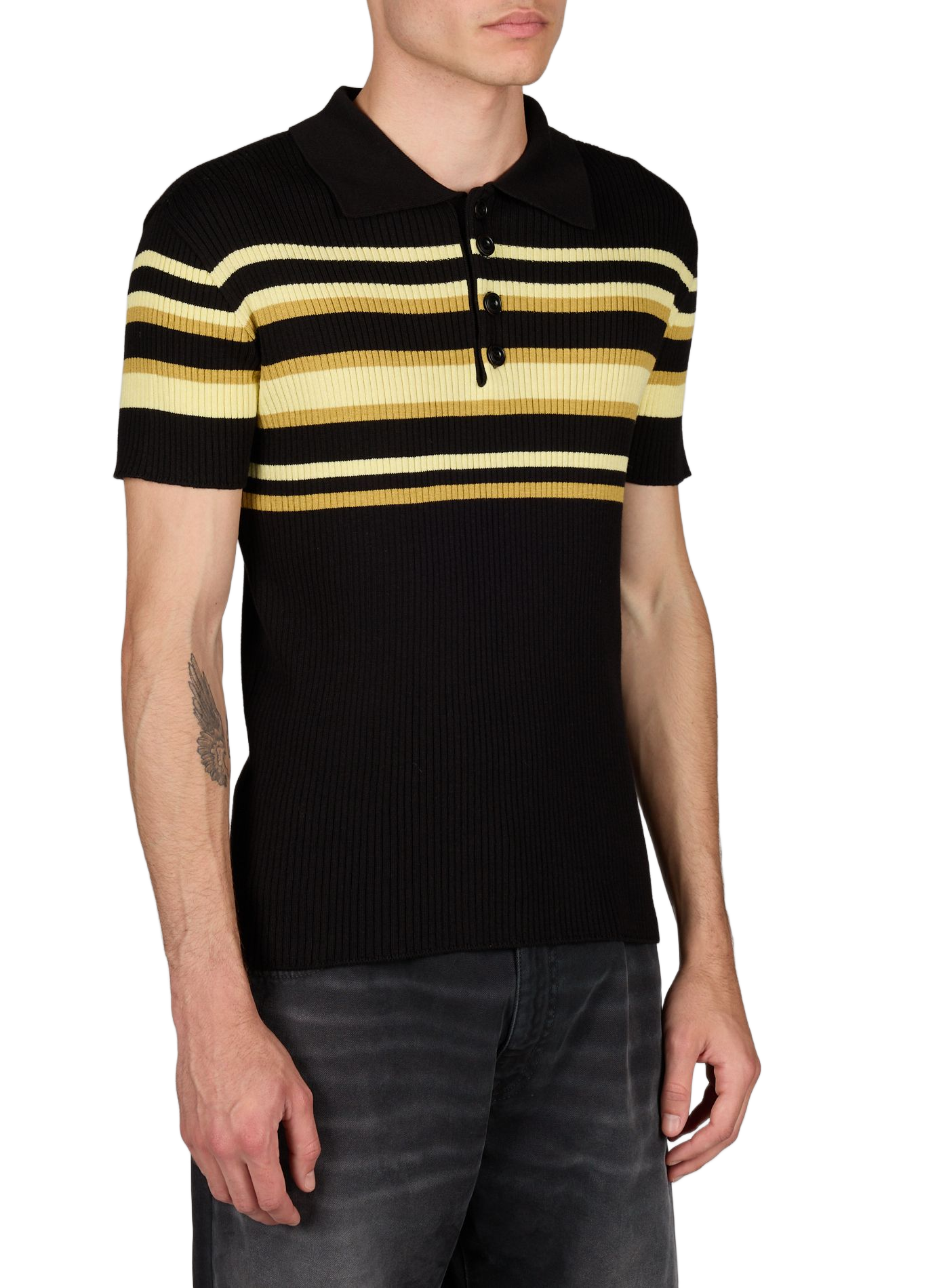 Striped ribbed knit cotton blend polo ANDERSSON BELL Multicolour