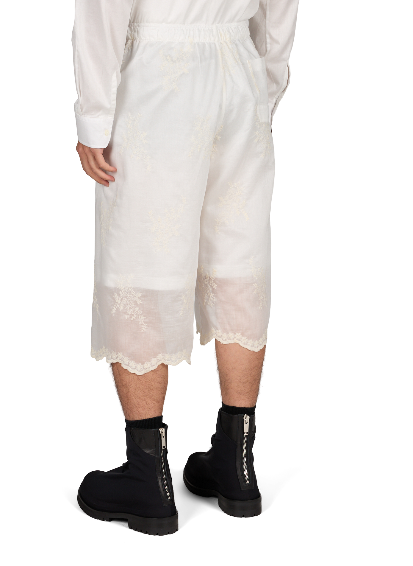 Ruffled Bermuda shorts with floral embroideries OUR LEGACY Beige