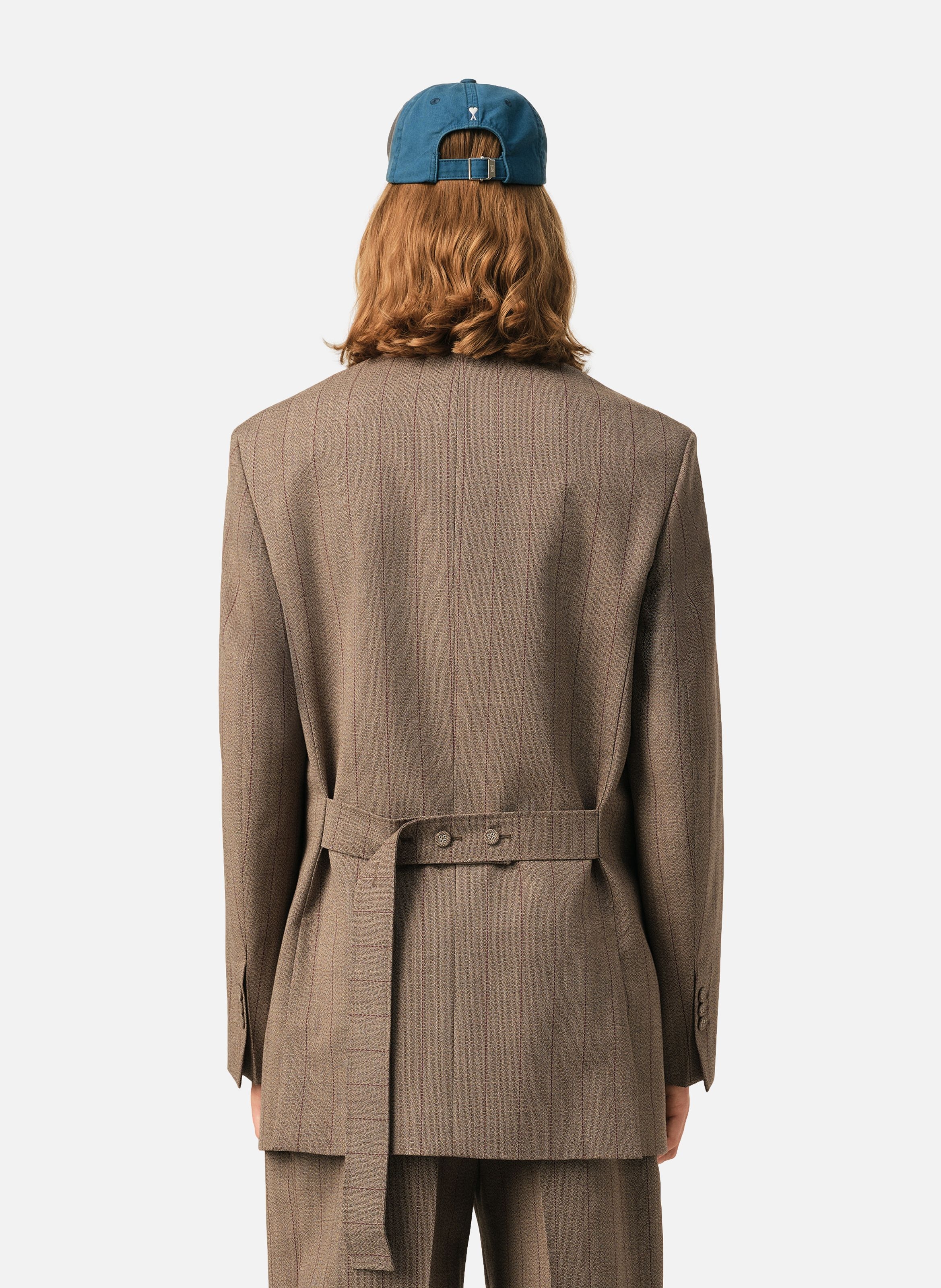 Veste rayée double boutonnage en laine AMI PARIS Marron