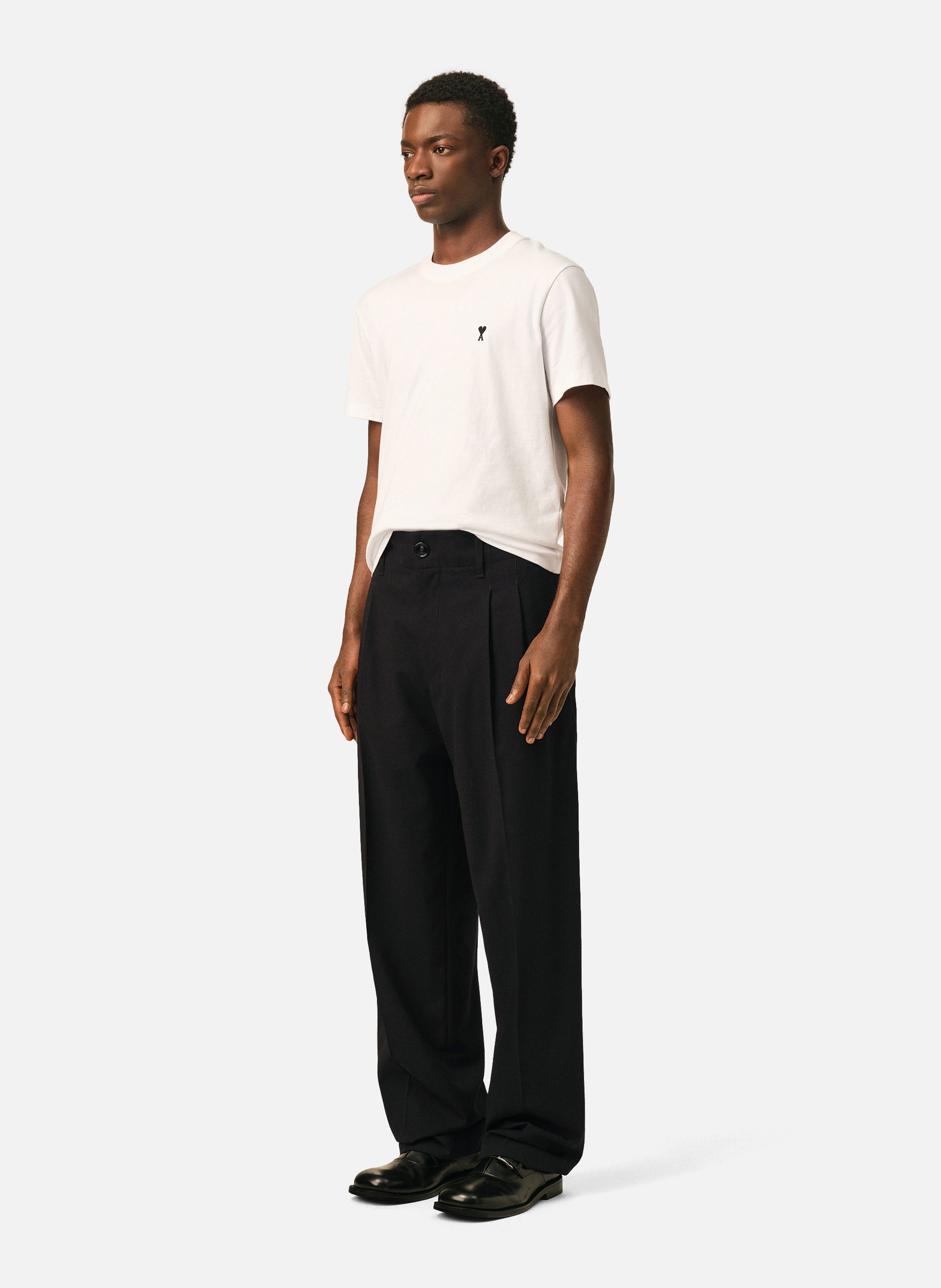 Pantalon deux plis en laine AMI PARIS Noir