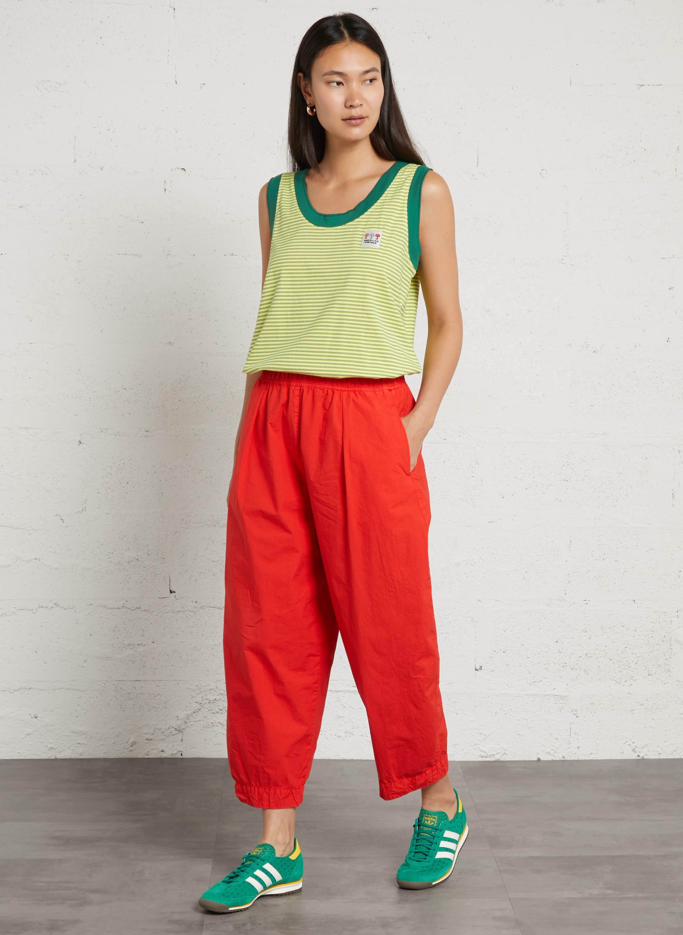 Jogging large taille haute uni bailow | Rouge AMERICAN VINTAGE Femme