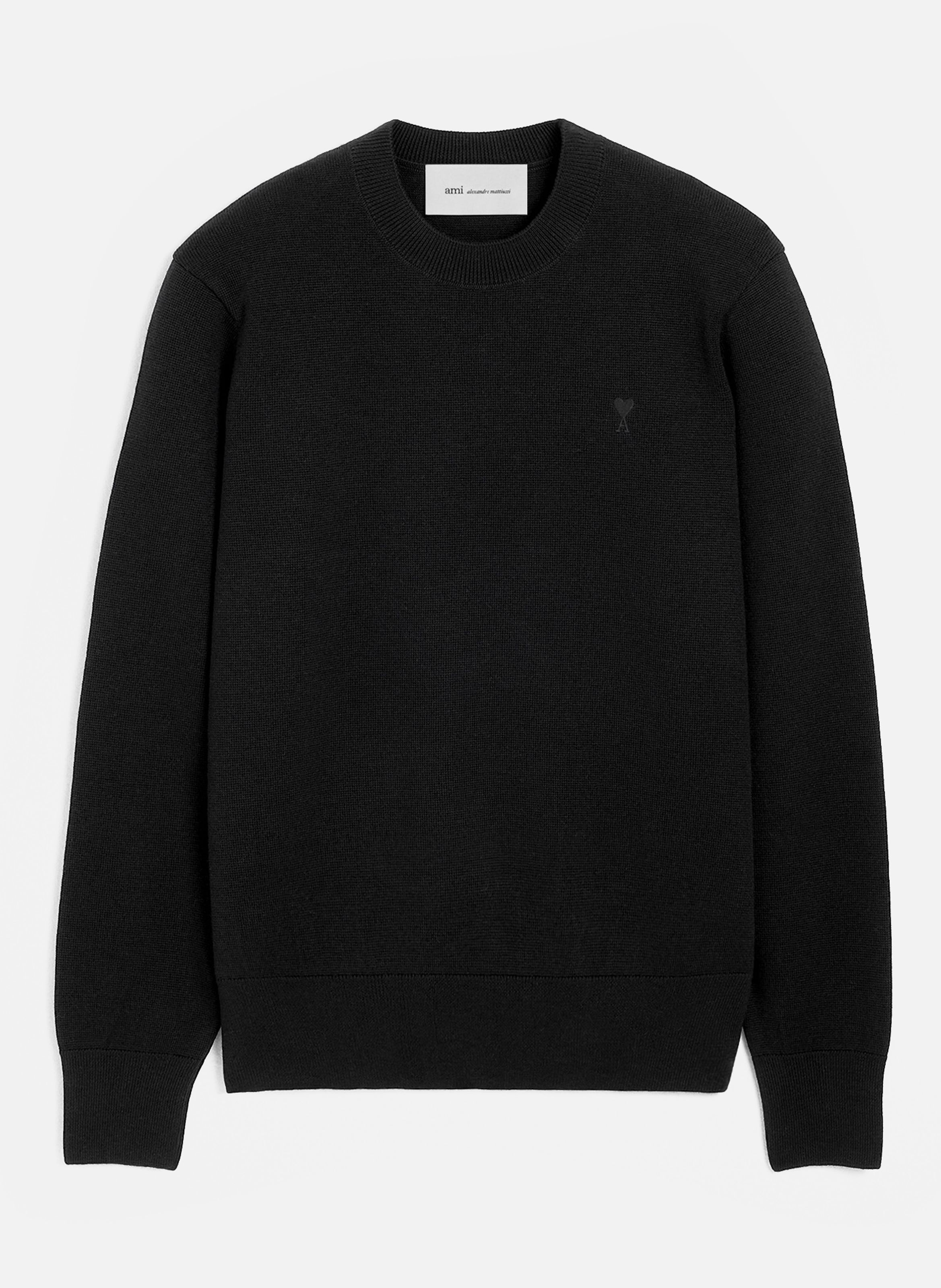 Pull col rond ami de coeur en laine AMI PARIS Noir