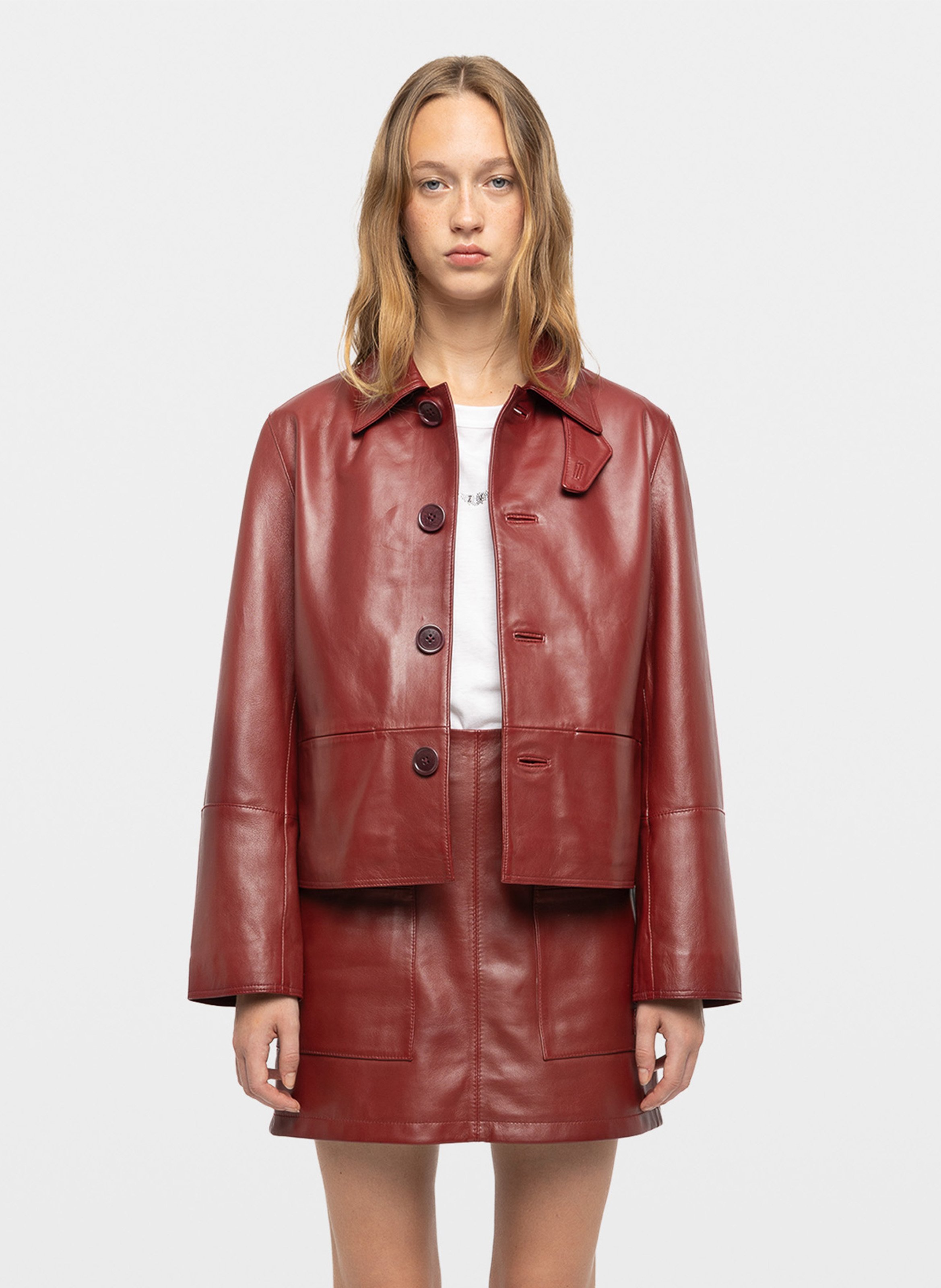 Rechte leren jas Lessa ZADIG&VOLTAIRE Rood