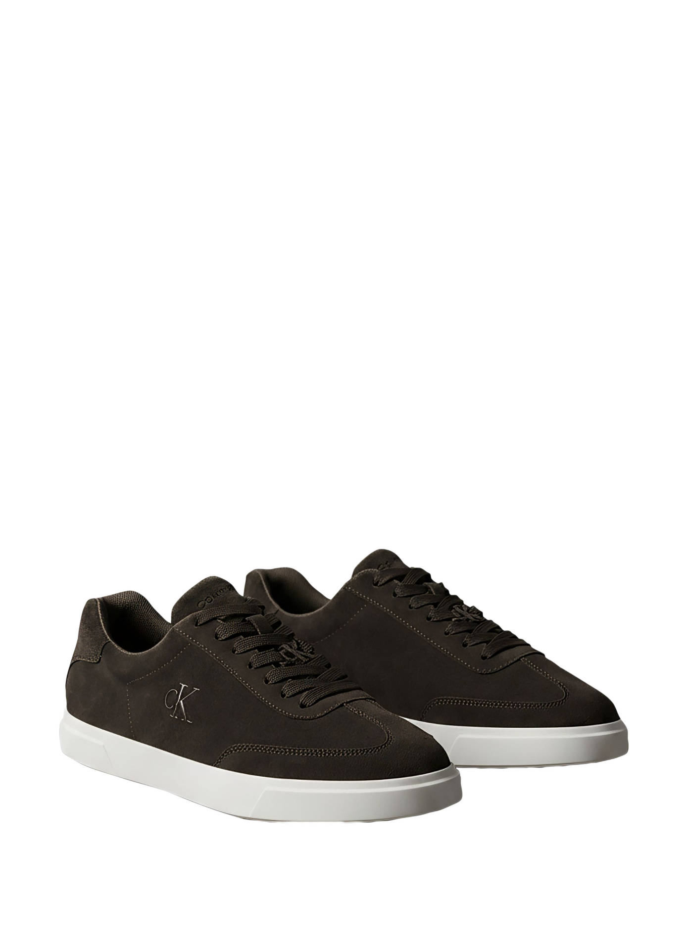 Baskets à logo brodé en cuir  CALVIN KLEIN Marron