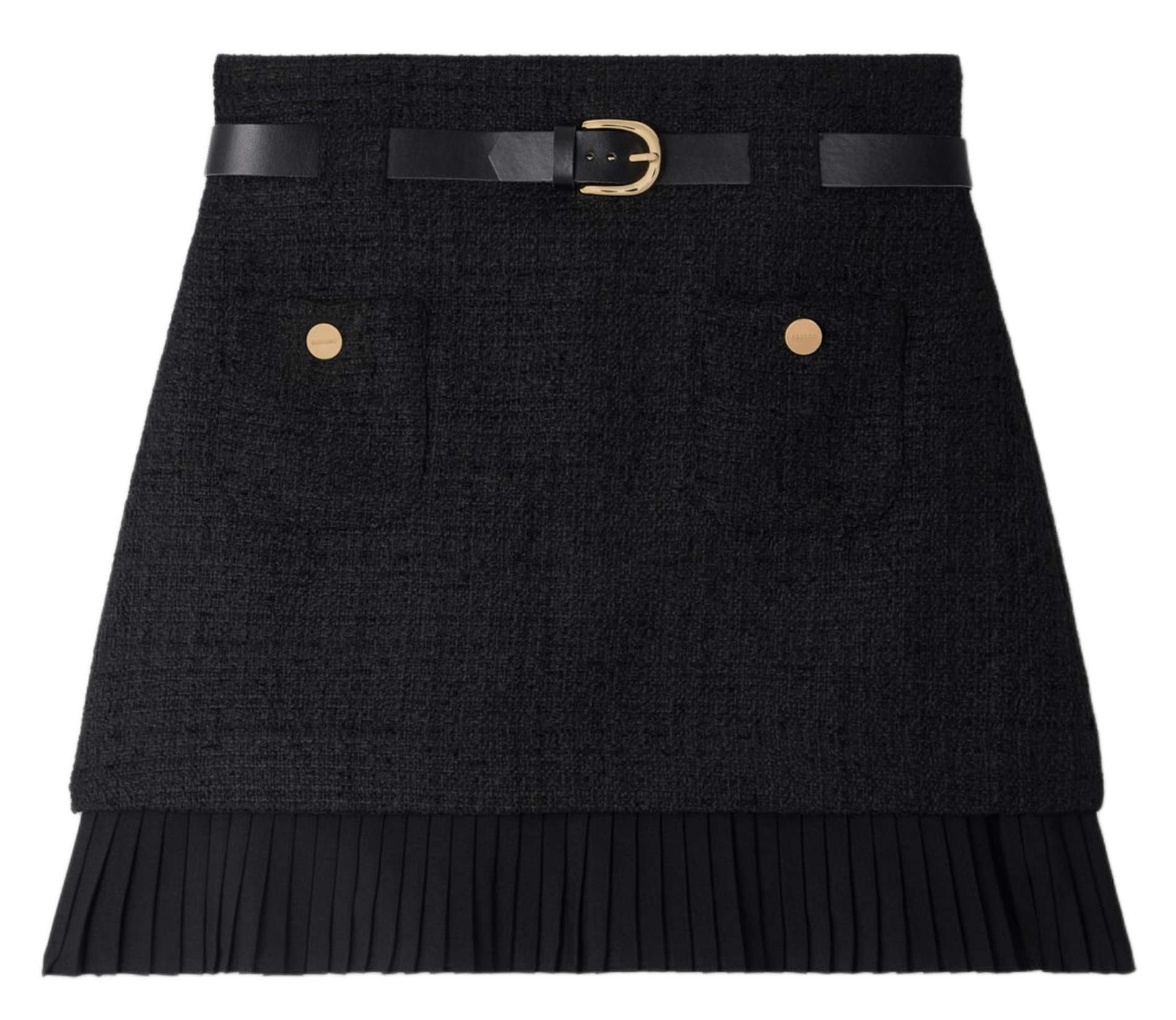 Jupe courte évasée en tweed SANDRO Noir