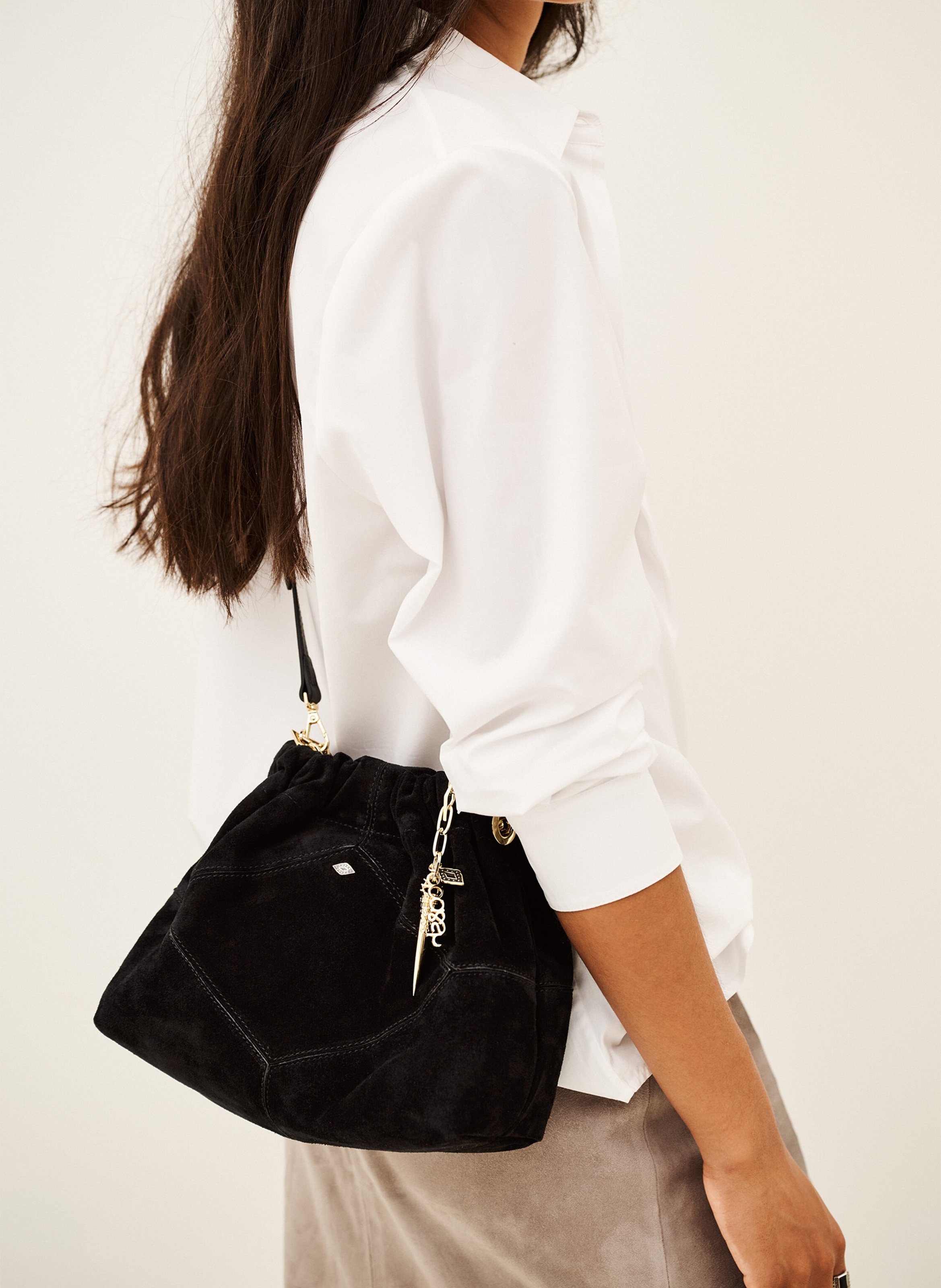 Sac porté épaule en cuir mini june tote BA&SH Noir