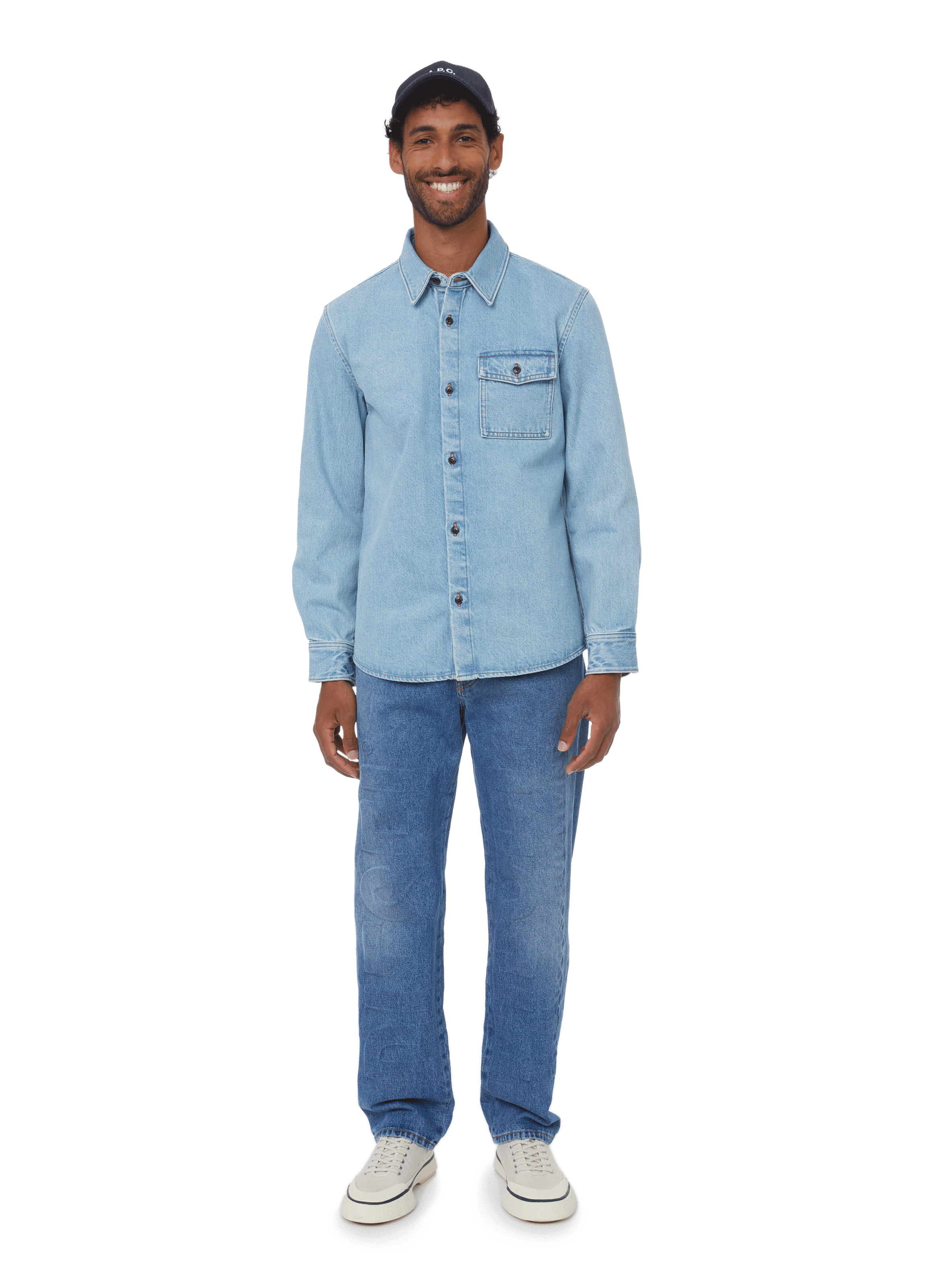 Charlie Cap aus Baumwoll-Denim A.P.C. Blau