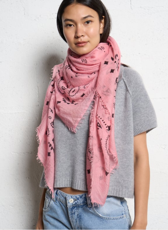Foulard imprimé en voile de cachemire effy Rose by KUJTEN KUJTEN Foulard imprimé en voile de cachemire effy Rose