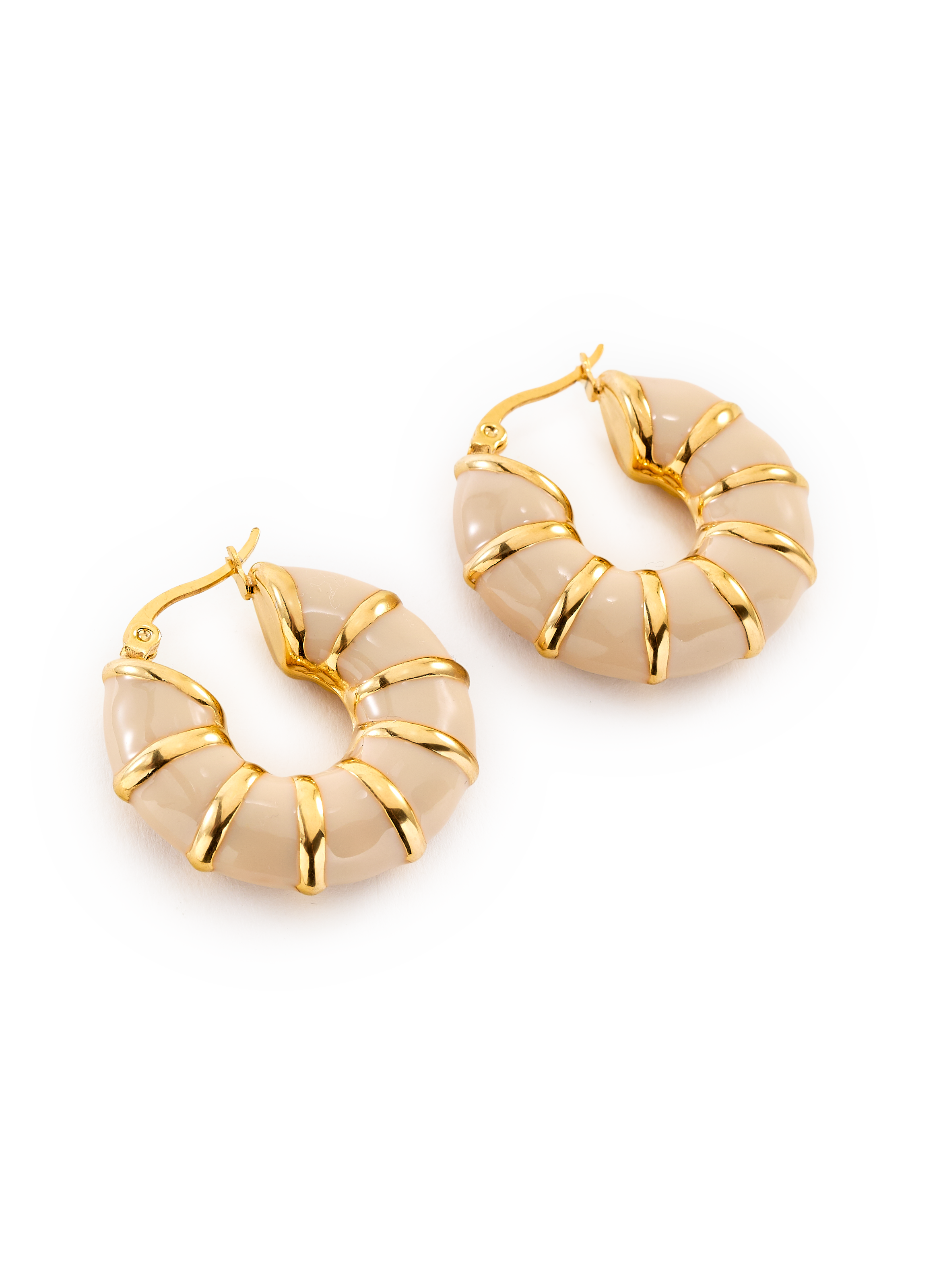 Boucles d&#039;oreille anneaux AU PRINTEMPS PARIS Blanc