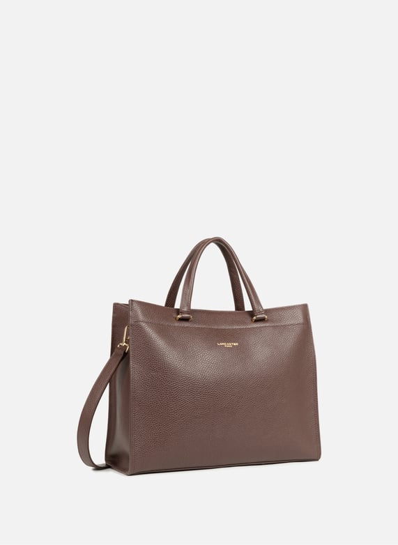 Grand sac cabas épaule - foulonné double | Marron by LANCASTER Grand sac cabas épaule - foulonné double Marron