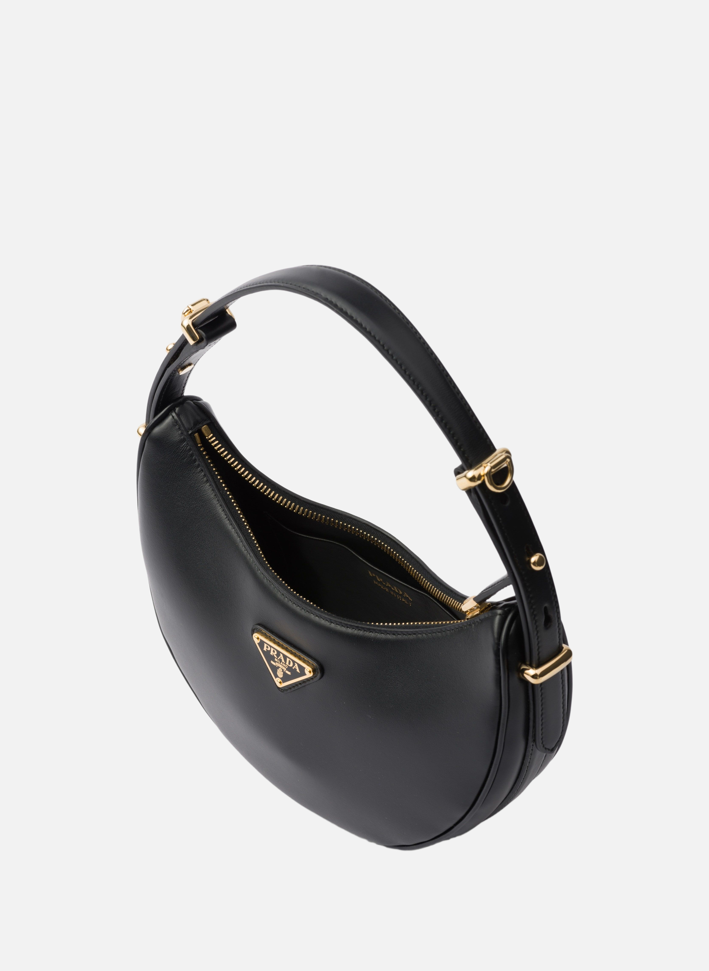 Sac porté épaule prada arqué en cuir PRADA Noir