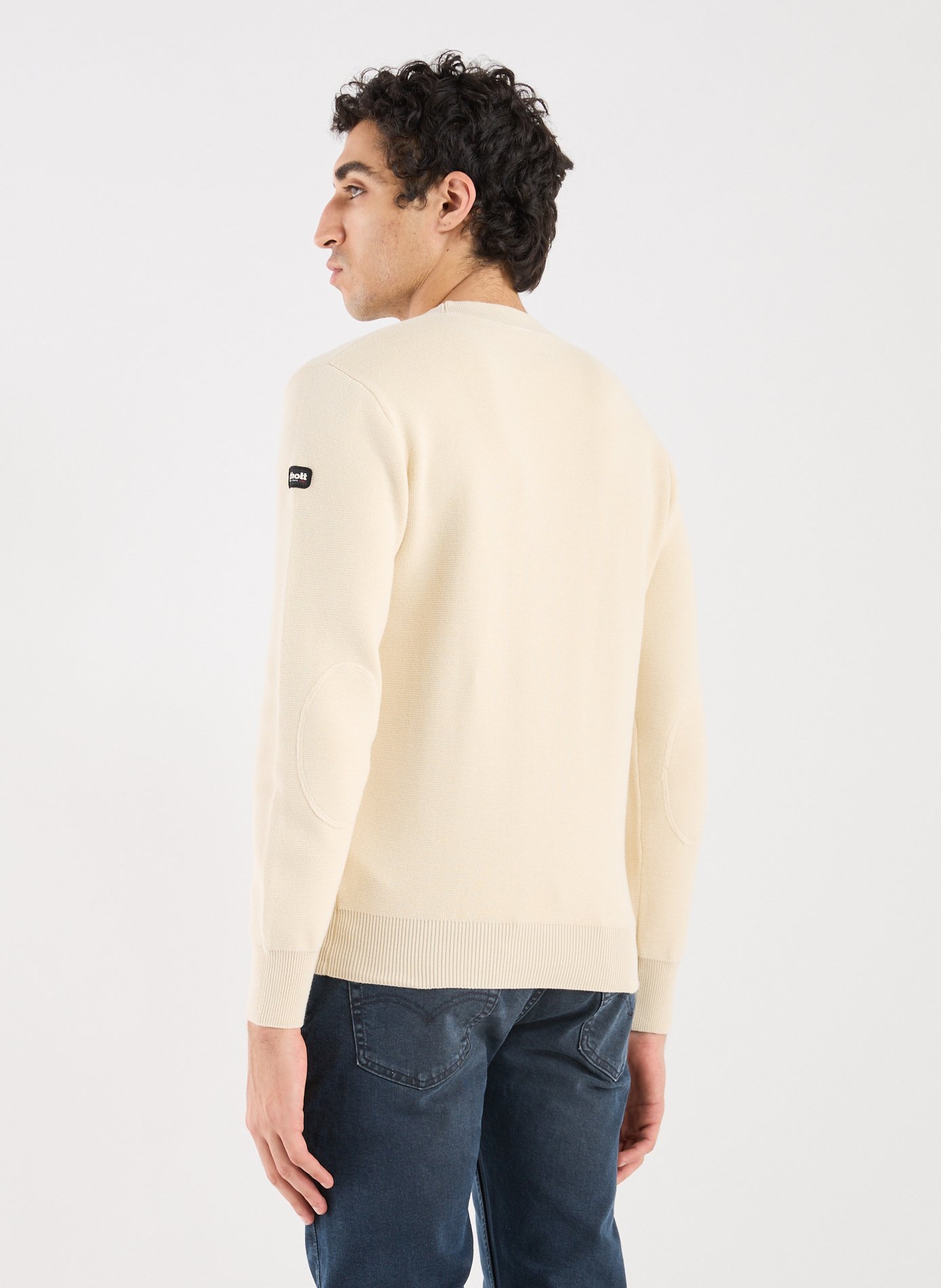 Pull col rond en coton SCHOTT Blanc