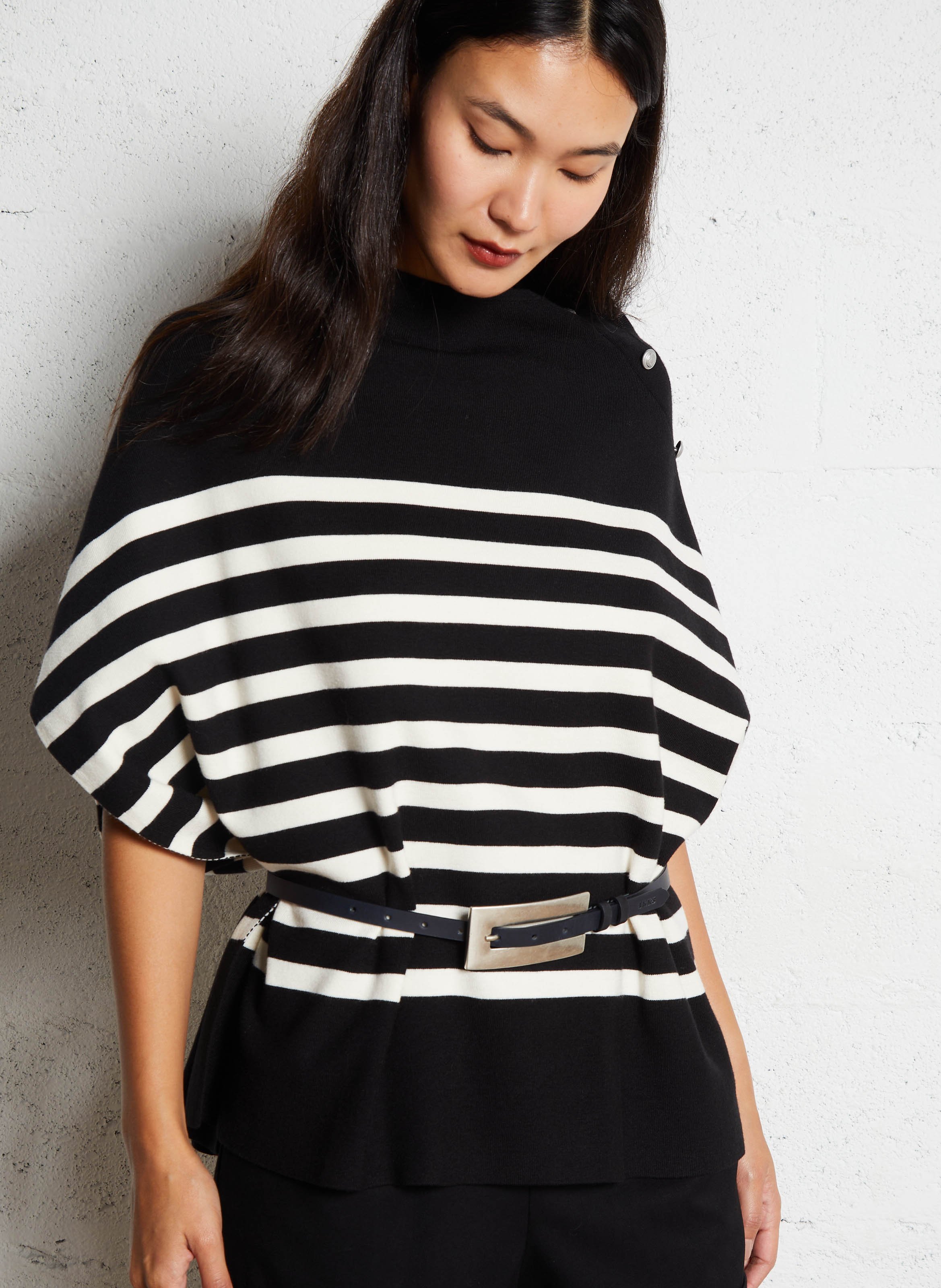 Cape rayée à boutons décoratifs IKKS Noir