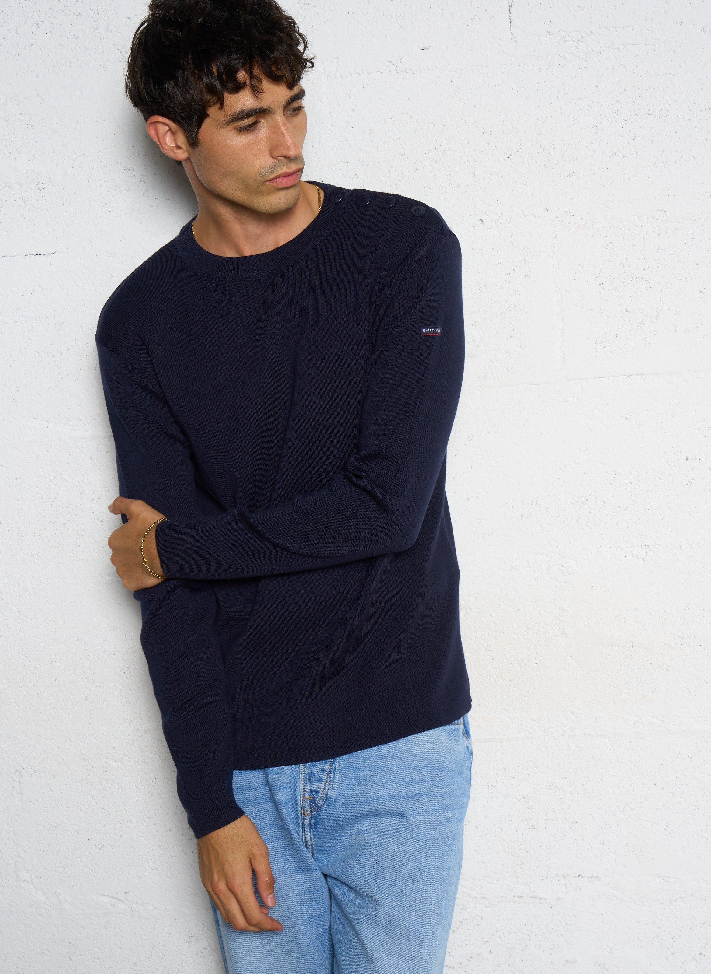 Pull col rond regular fit en laine goulenez ARMOR-LUX Bleu