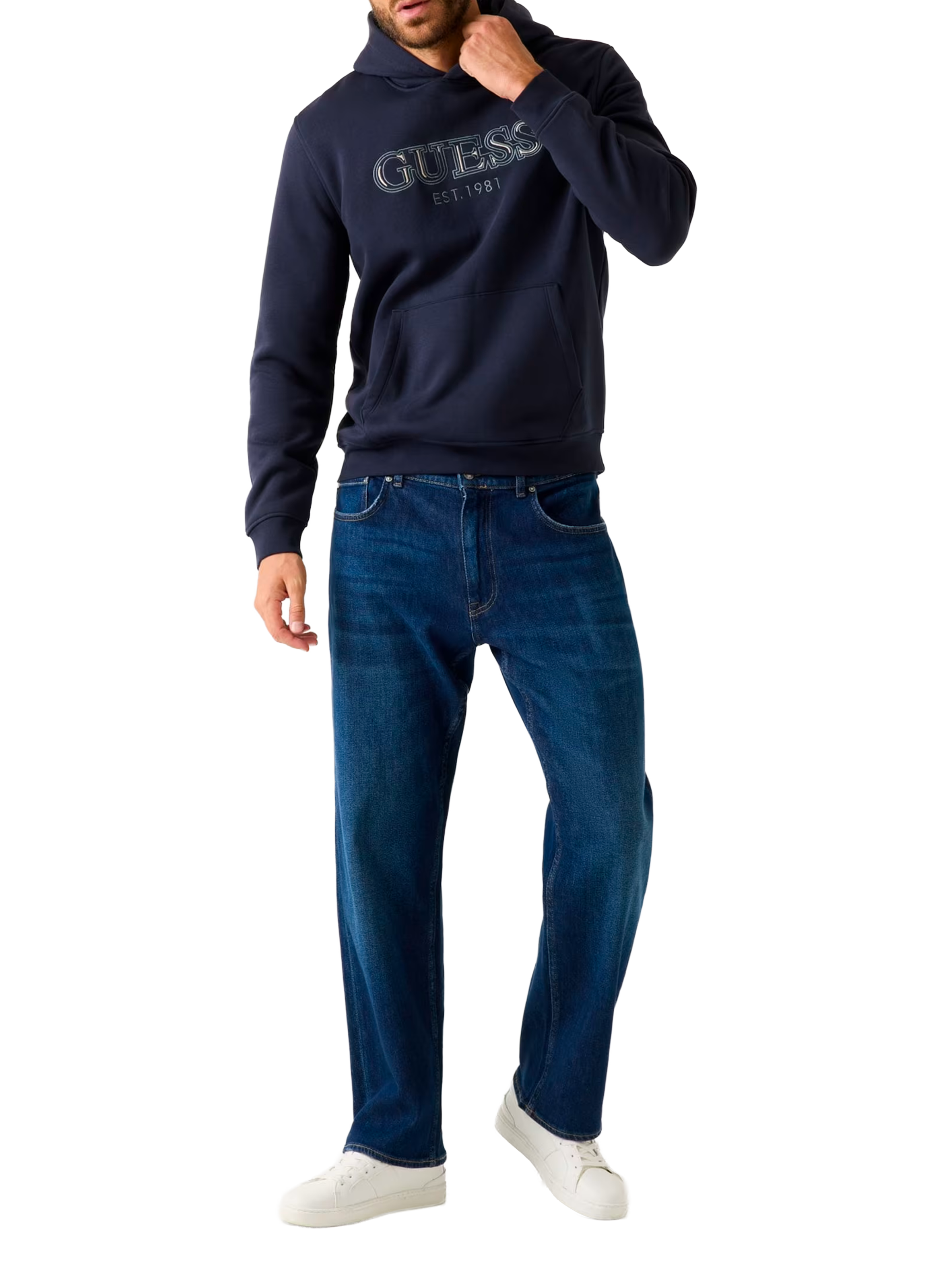 Cotton Blend Hoodie GUESS Blue