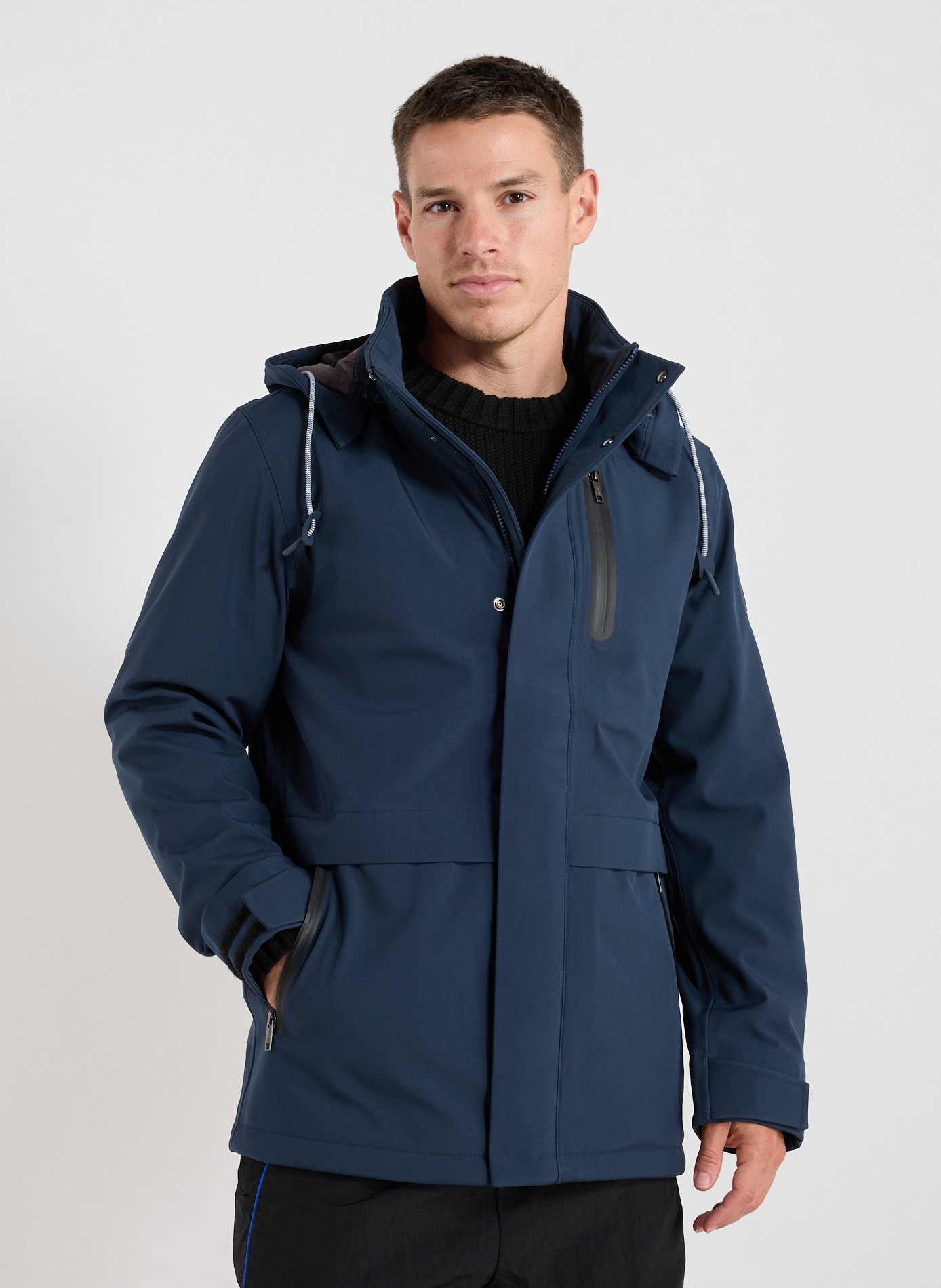 AIGLE Parka lined with fleece with removable hood Blue