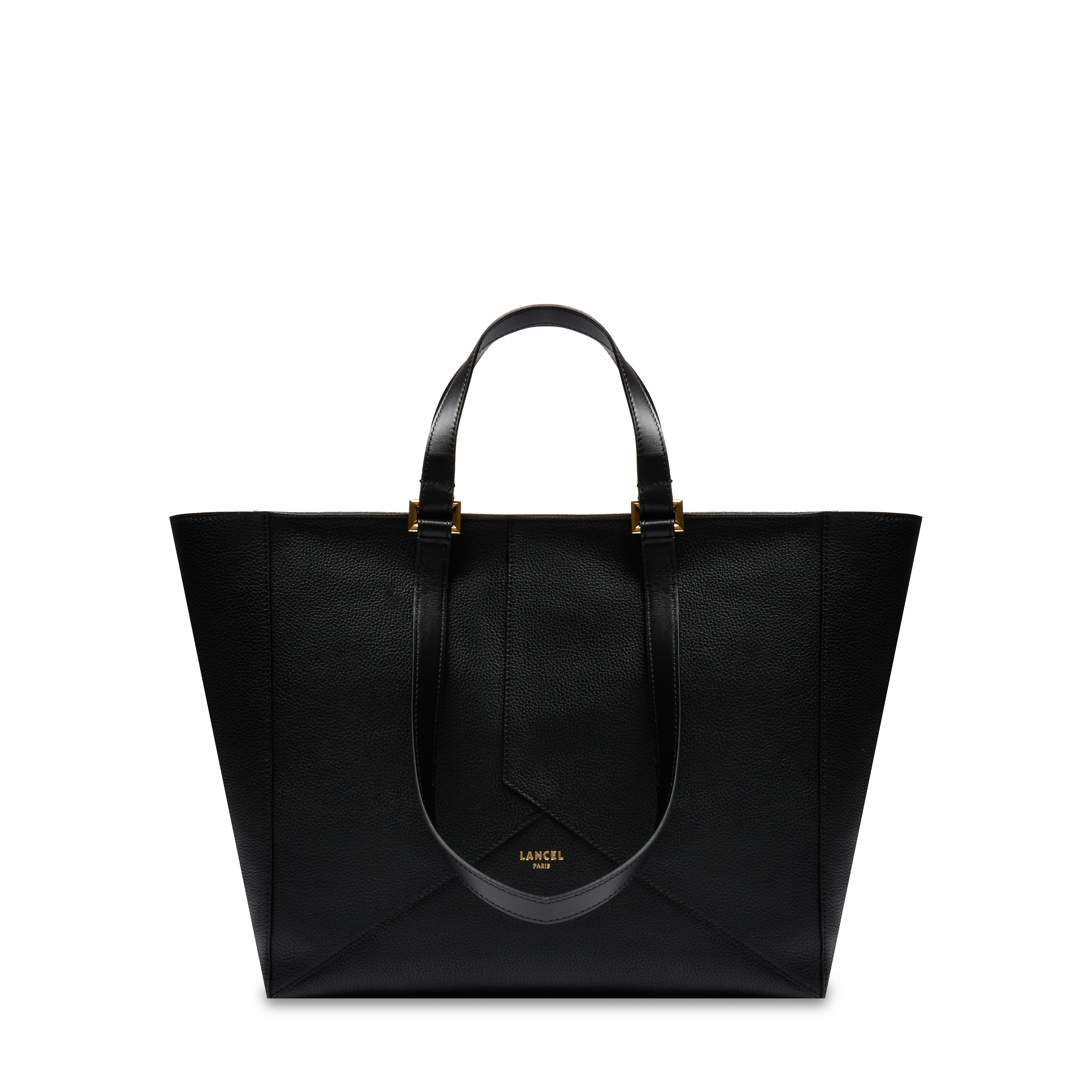 Sac cabas zippé m double porté enveloppe de lancel en cuir LANCEL Noir