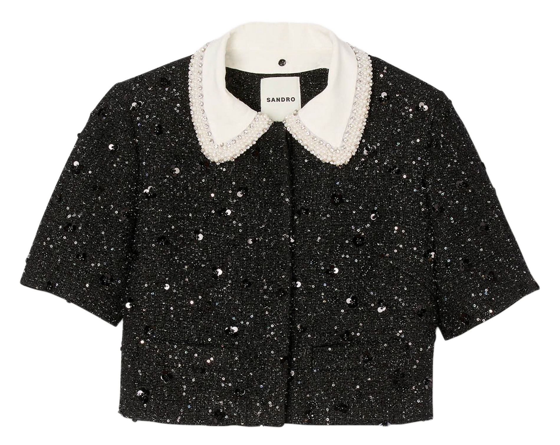 Veste courte en tweed sequins SANDRO Noir