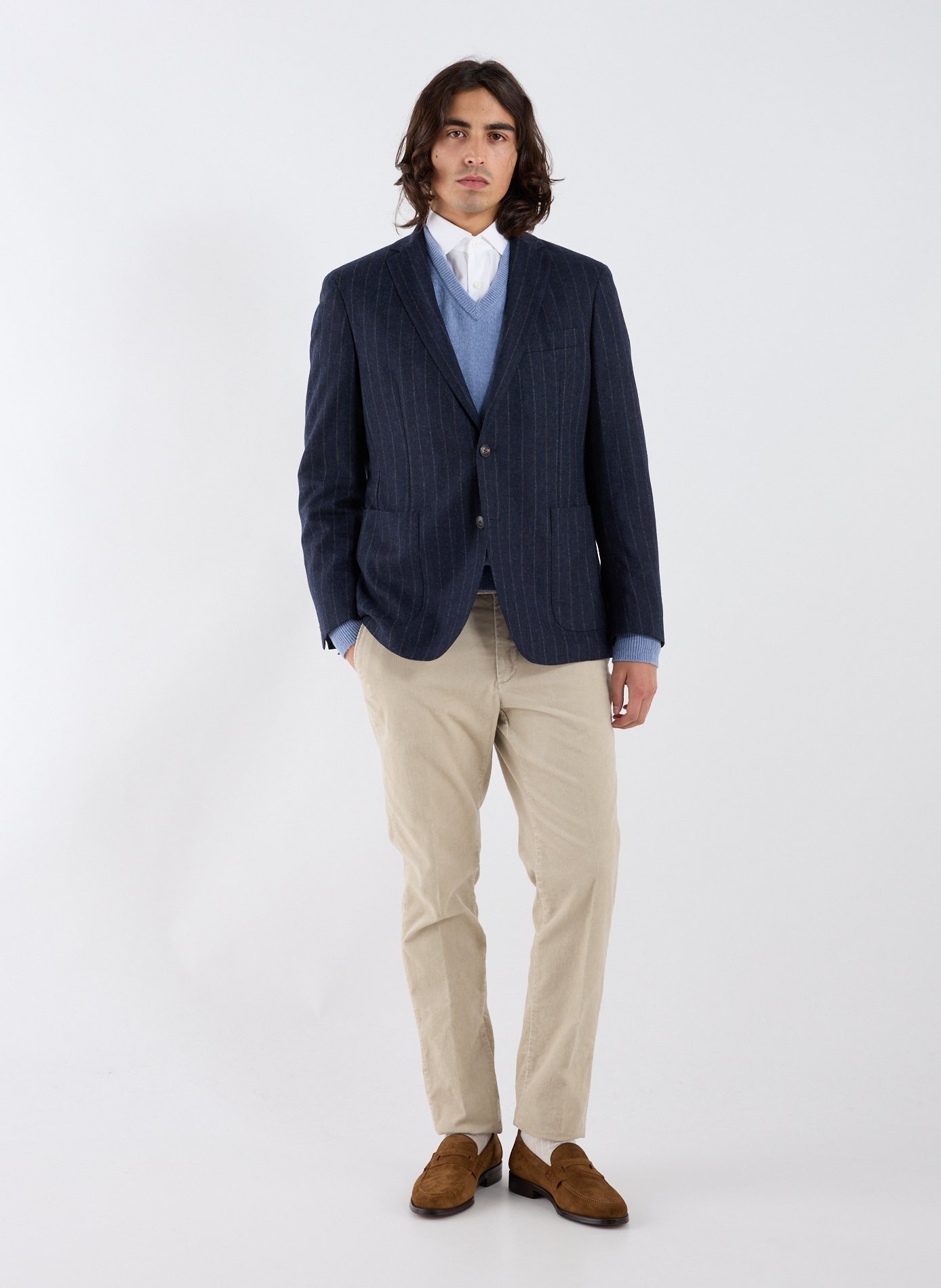 Striped wool blend shirt HACKETT Blue