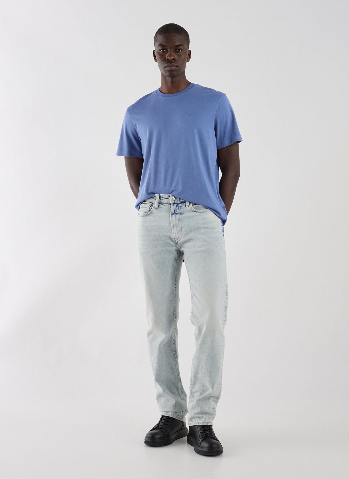 T-shirt col rond en coton CALVIN KLEIN Bleu
