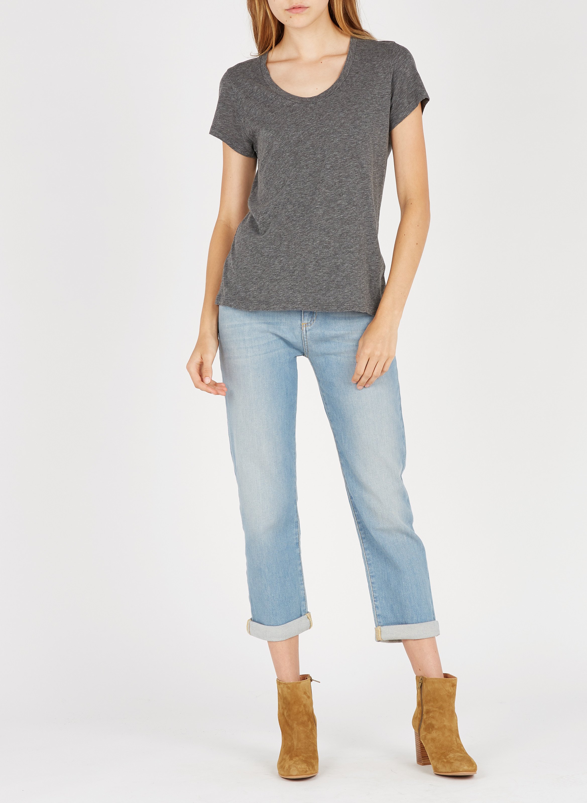 Tee-shirt col rond en coton mélangé jacksonville AMERICAN VINTAGE Gris