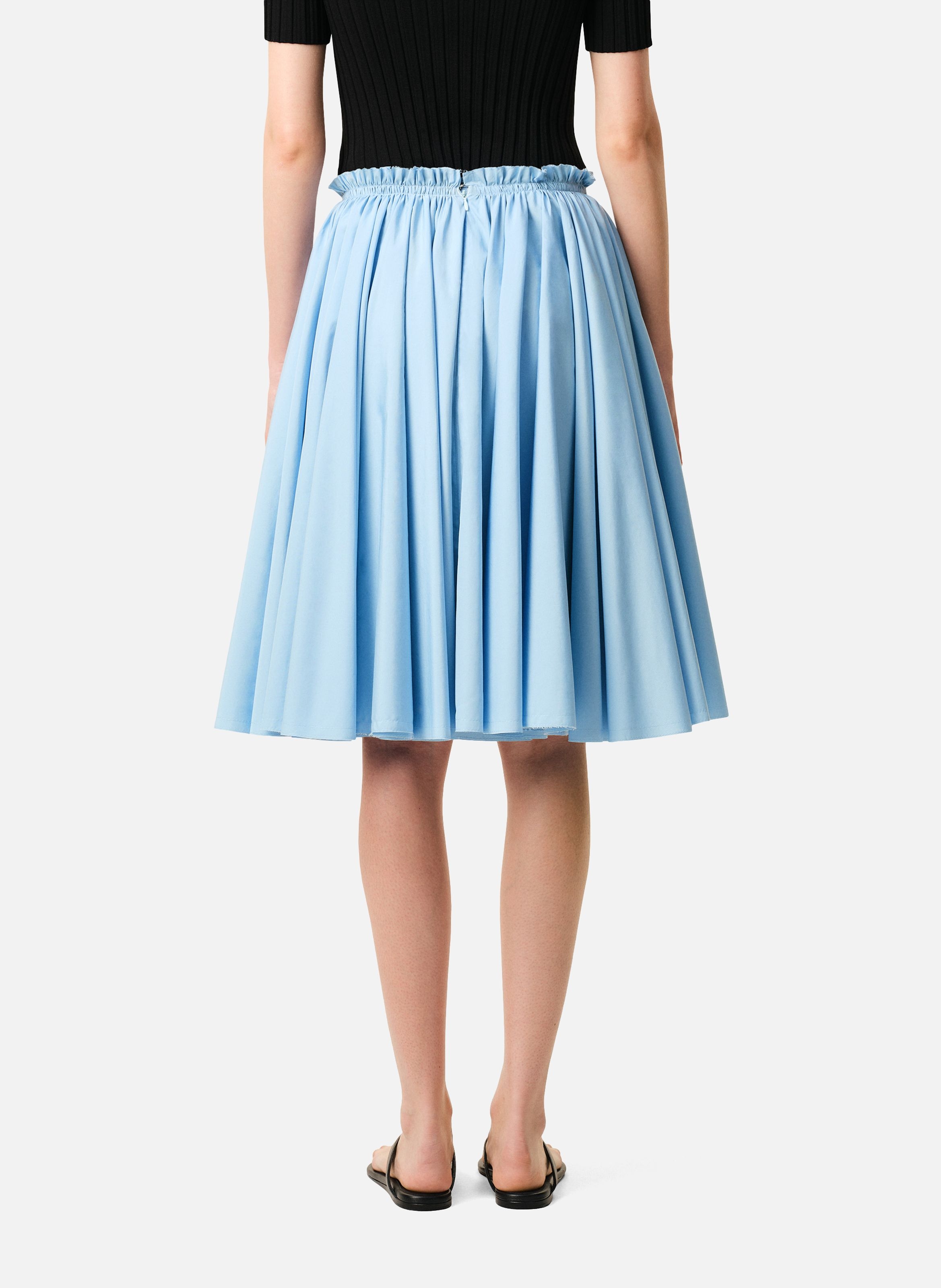 Jupe corolle midi en coton AMI PARIS Bleu