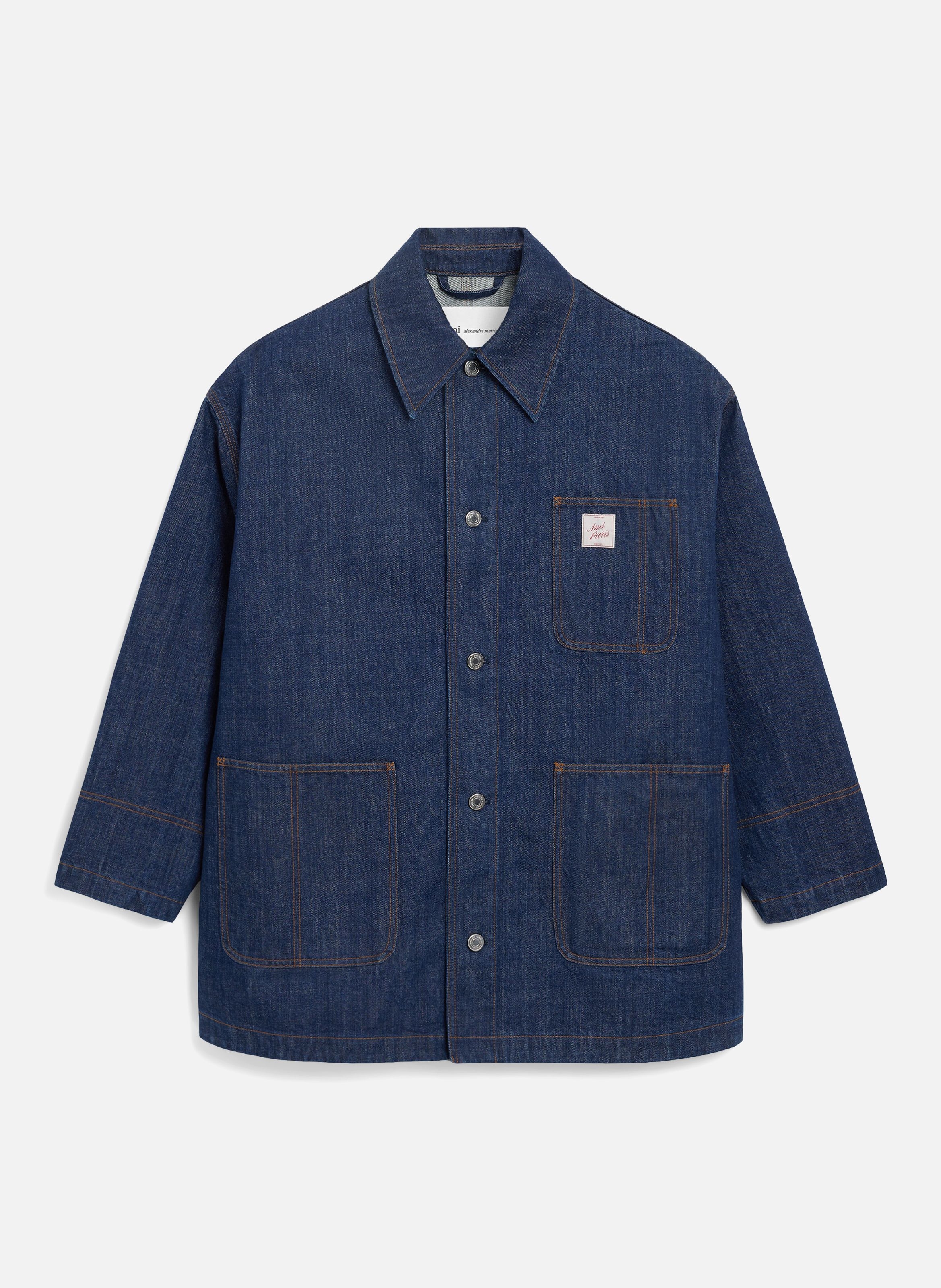 Veste worker unisexe empiècement heritage ami paris unisexe en coton AMI PARIS Bleu