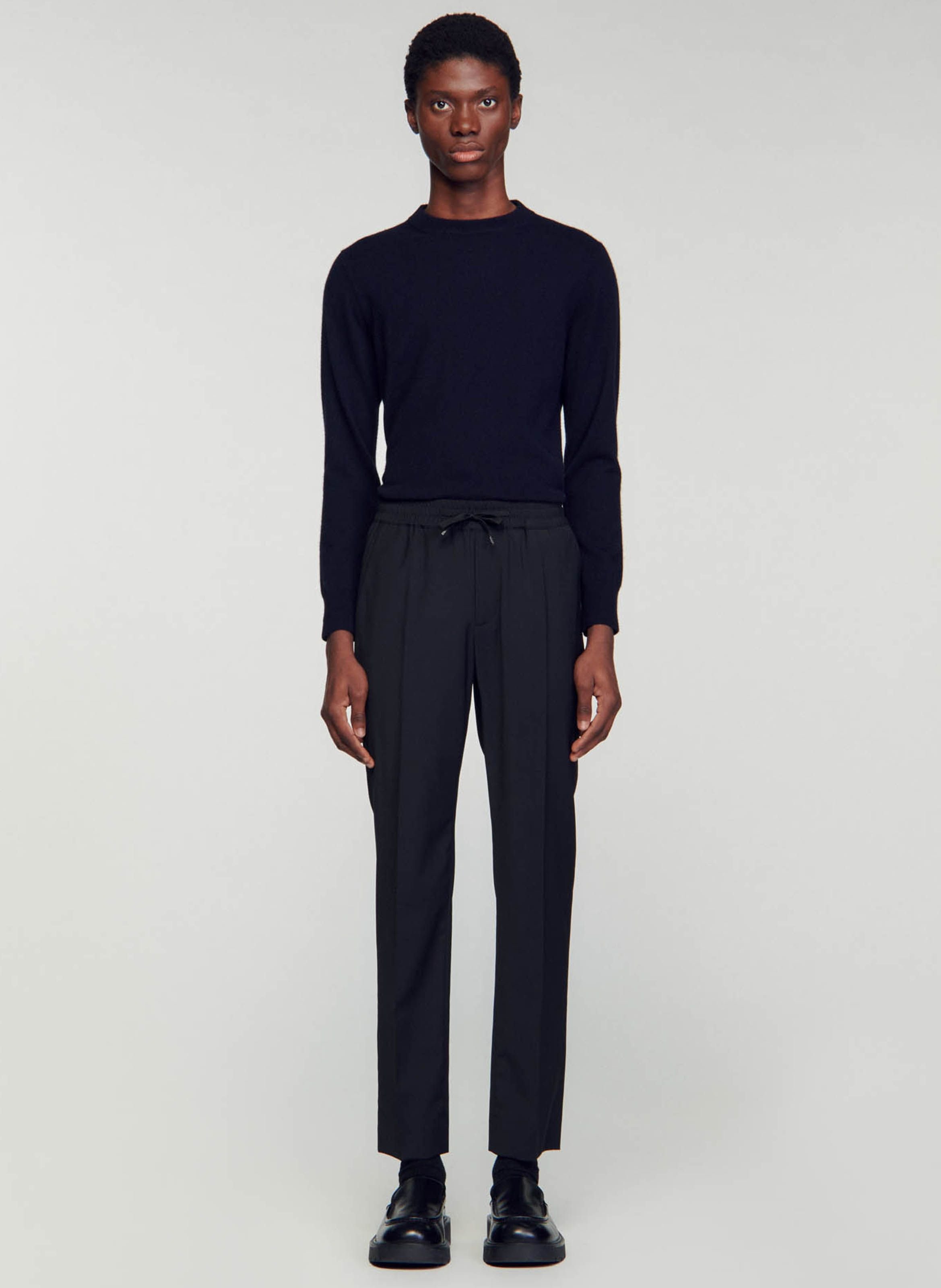 Pantalon droit élastiqué SANDRO Noir