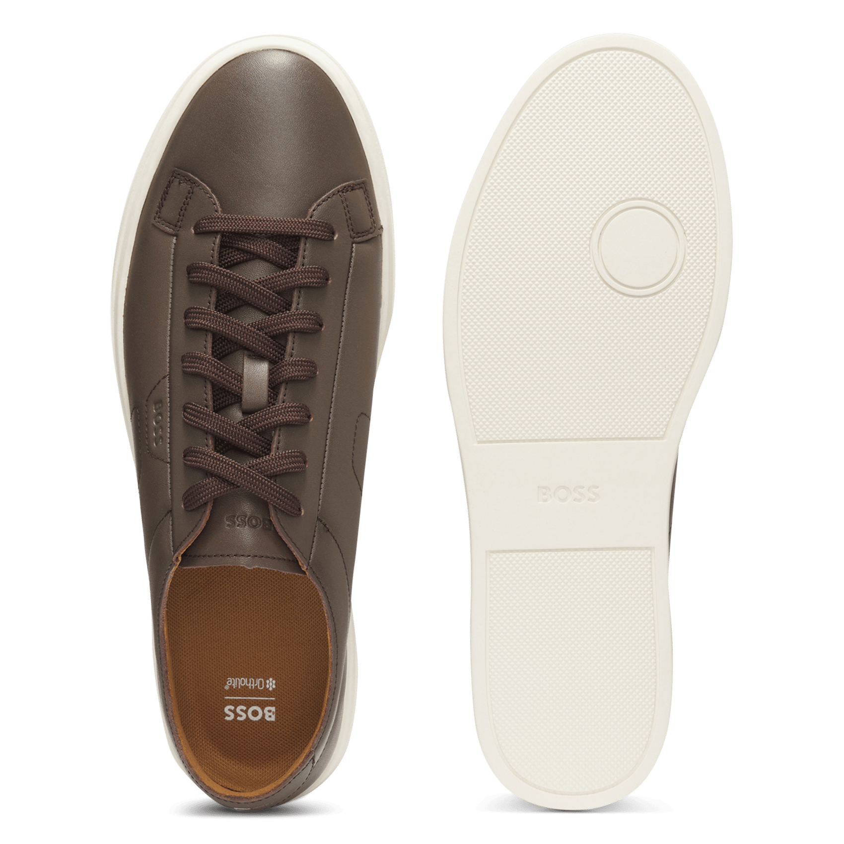 Baskets basses en cuir BOSS Marron