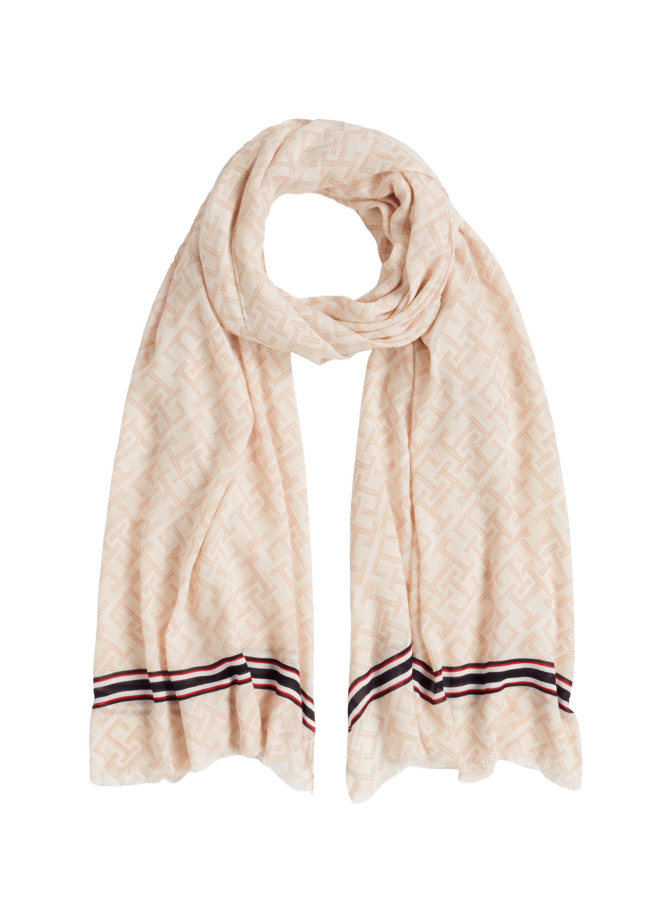 Printed blended cotton scarf TOMMY HILFIGER Beige