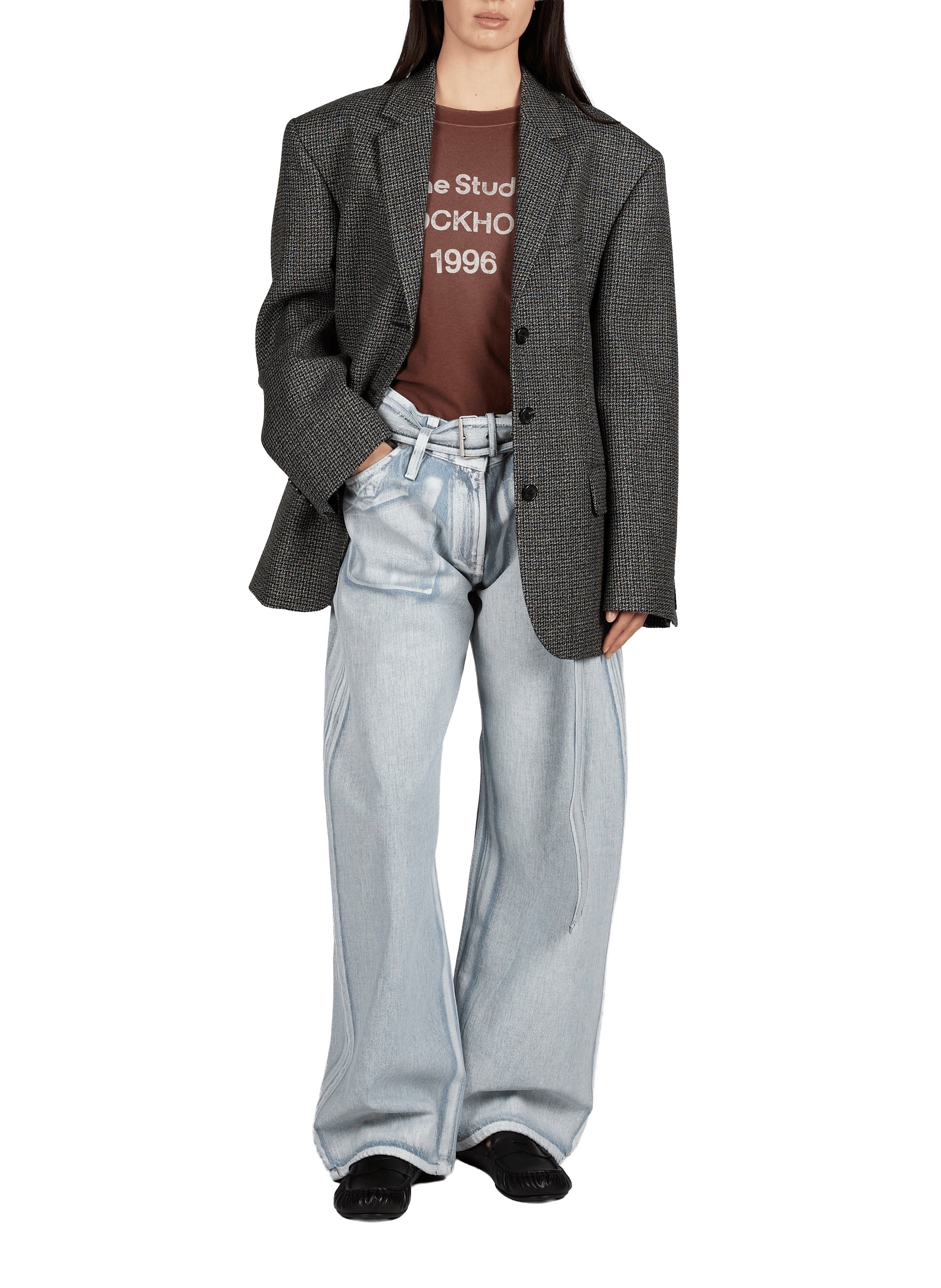 Veste de tailleur droite imprimée en laine  ACNE STUDIOS Multicolore