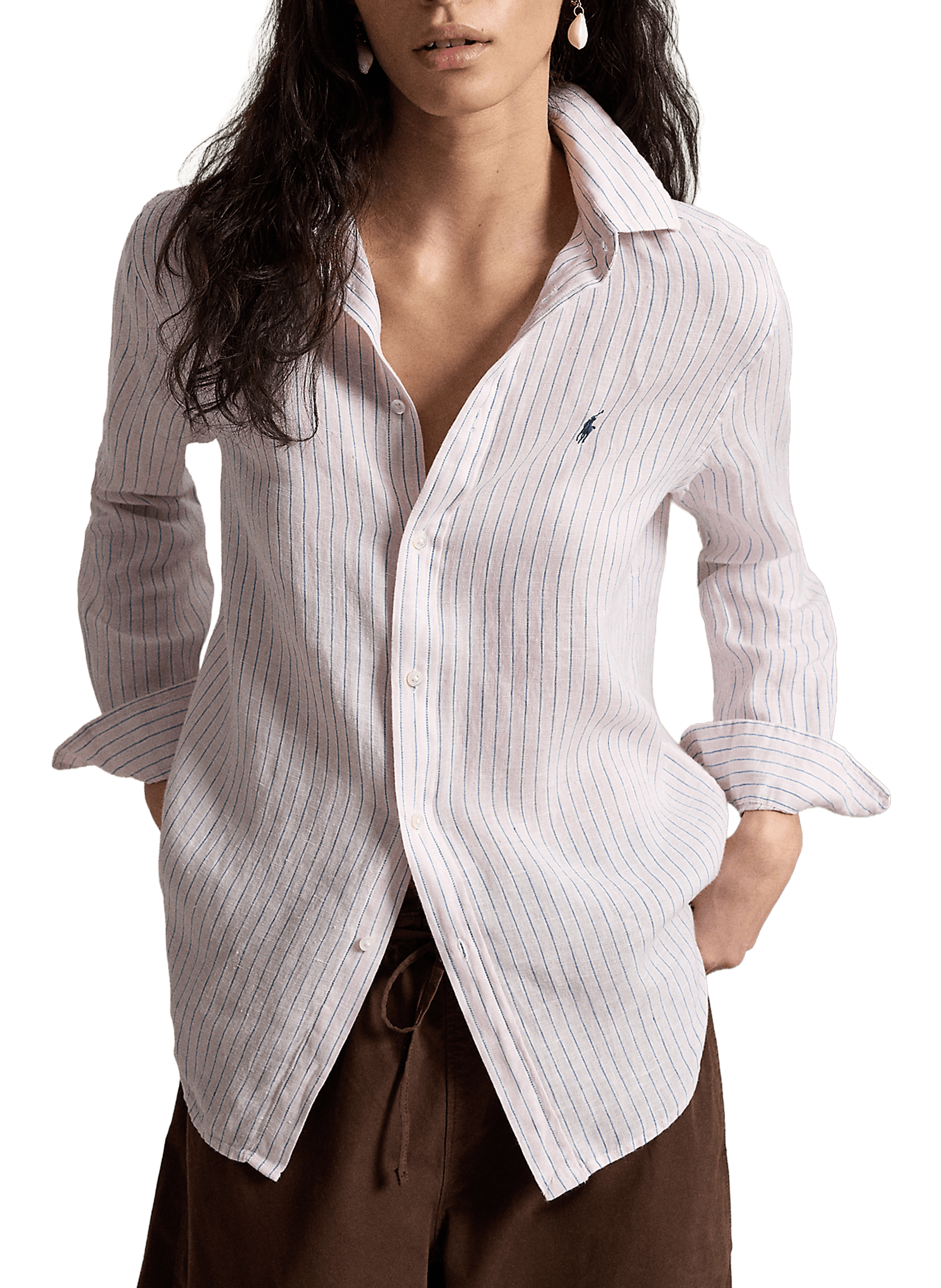 Chemise rayée en lin POLO RALPH LAUREN Rose