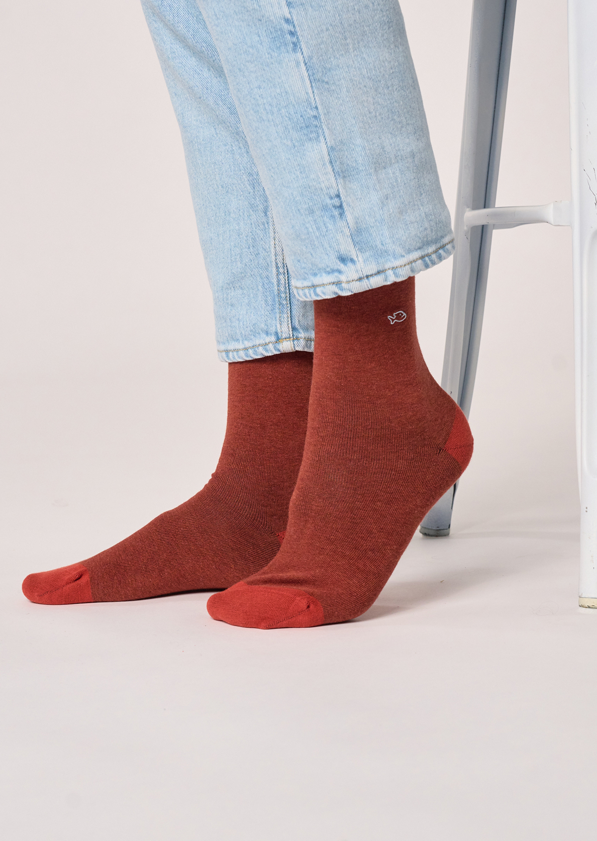 Chaussettes en coton peigné unies BILLYBELT Rouge