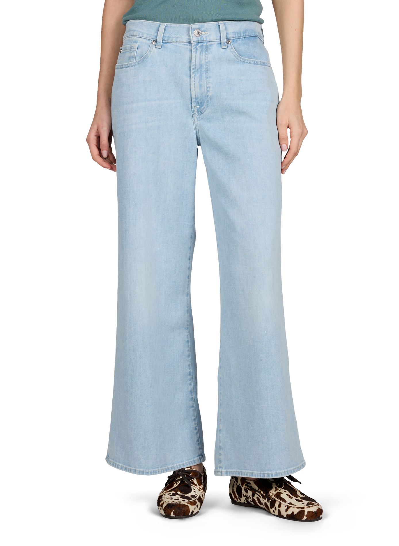 Jean large Lotta Ankle en coton mélangé 7 FOR ALL MANKIND Bleu