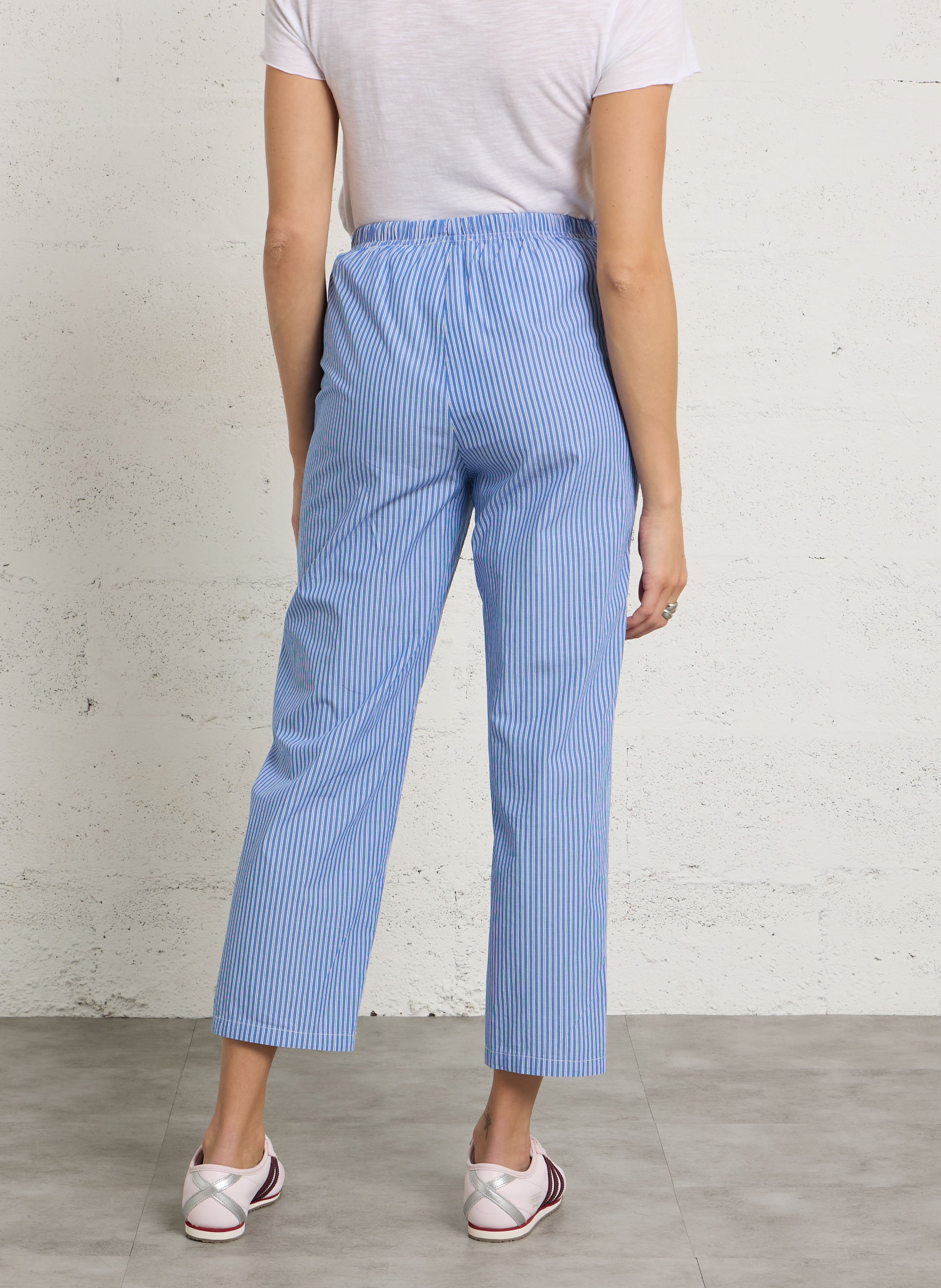 Pantalon carotte en coton rayé zatybay AMERICAN VINTAGE Bleu