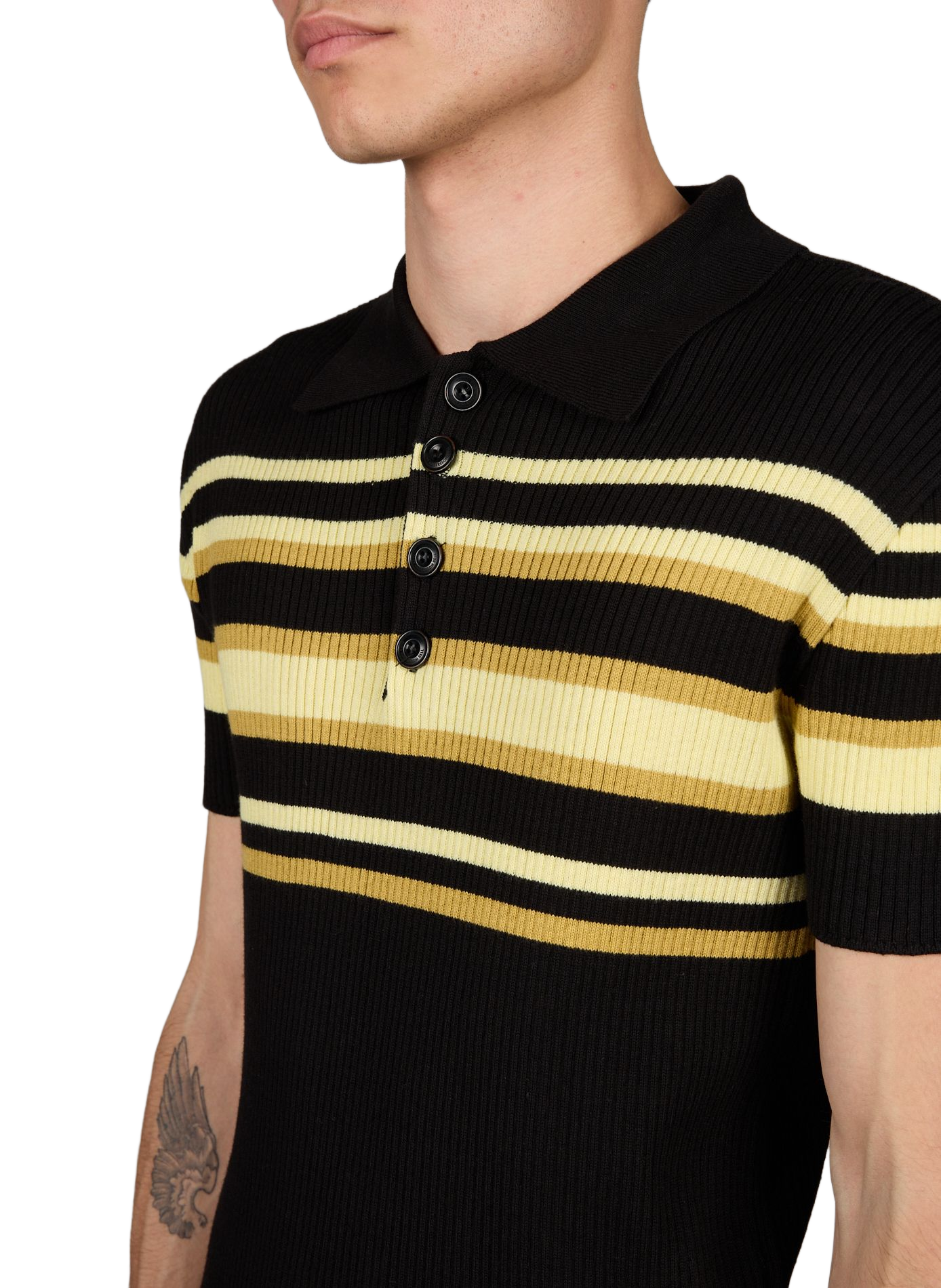 Striped ribbed knit cotton blend polo ANDERSSON BELL Multicolour