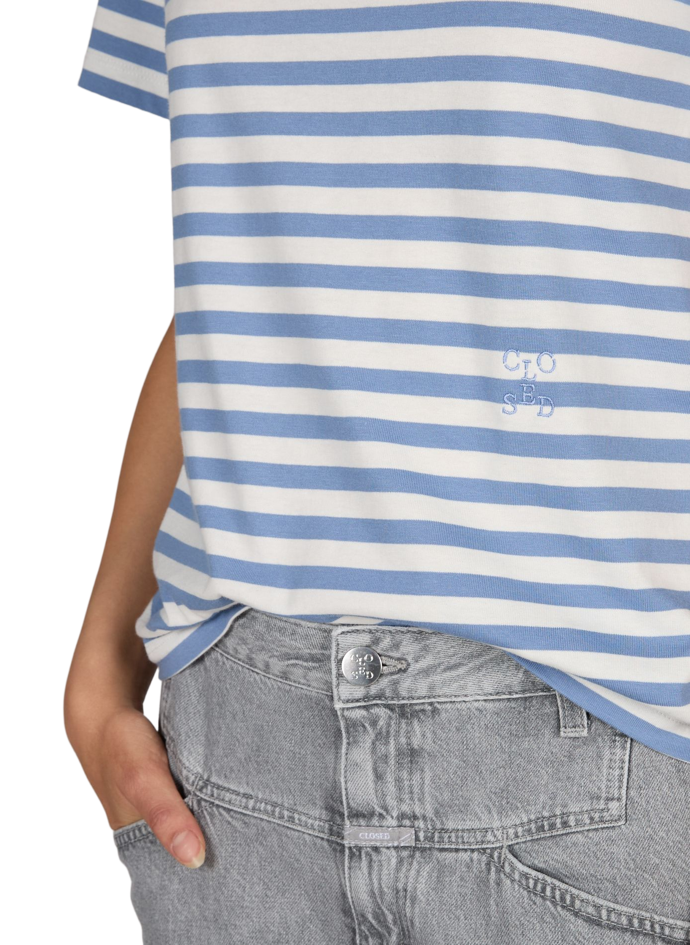T-shirt rayé à logo brodé en coton CLOSED Multicolore