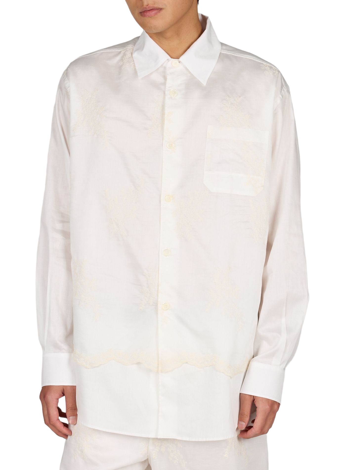 Chemise broderies fleurs en coton OUR LEGACY Blanc
